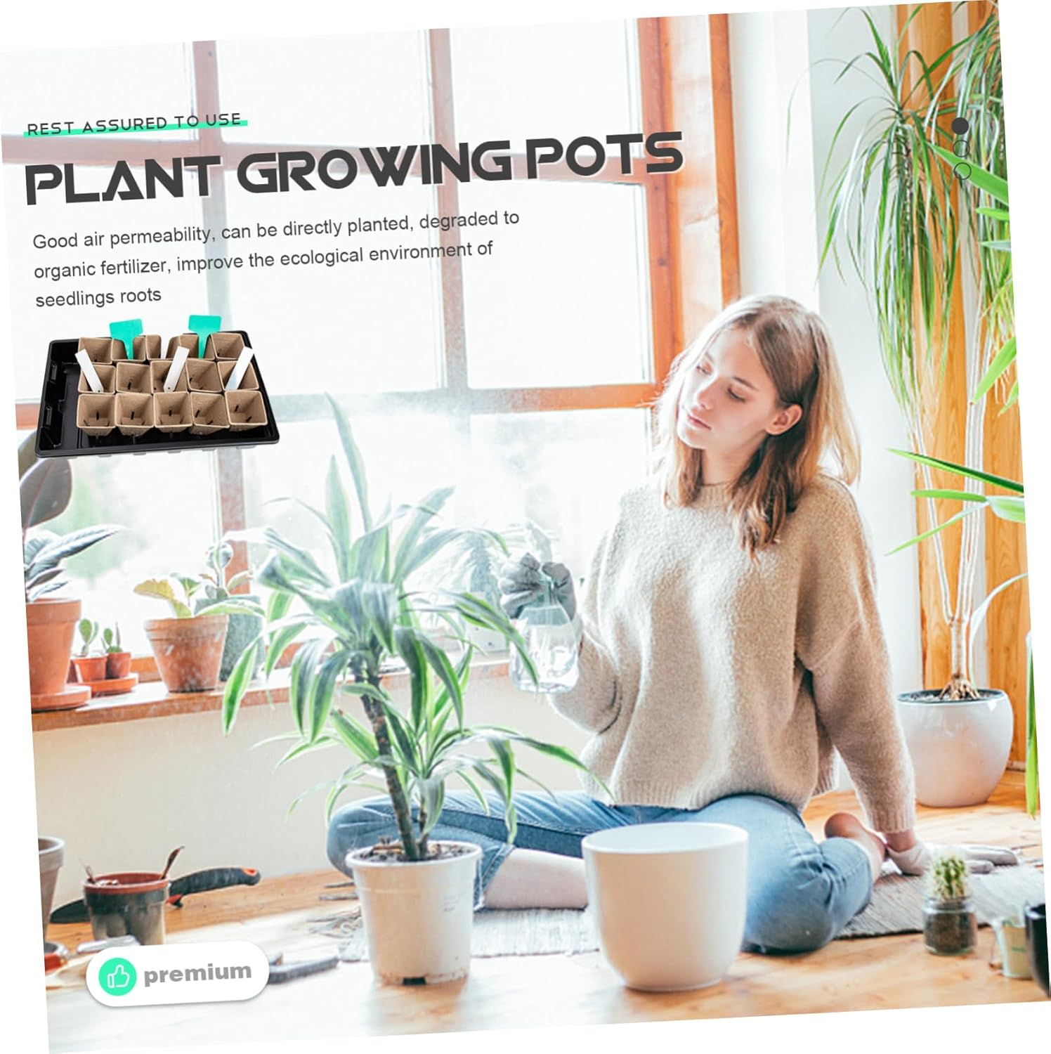 MERRYHAPY Plant Nursery Pots Set Plastic Seedling Trays for Gardening 10-Pack Growing Containers Humidity Dome for Indoor and Outdoor Plant Propagation image number 4