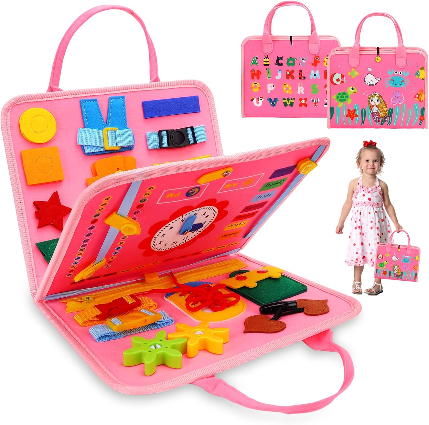 Montessori Sensory Toys for 1-2-3 Year Old Toddler- Kids Busy Board for 12-36 Month Baby Boys Girls 1-3 Baby Activity Games Learning Motor Skill Toys for 1-4 Year Olds Gifts for 1-4 Toddlers image number 3