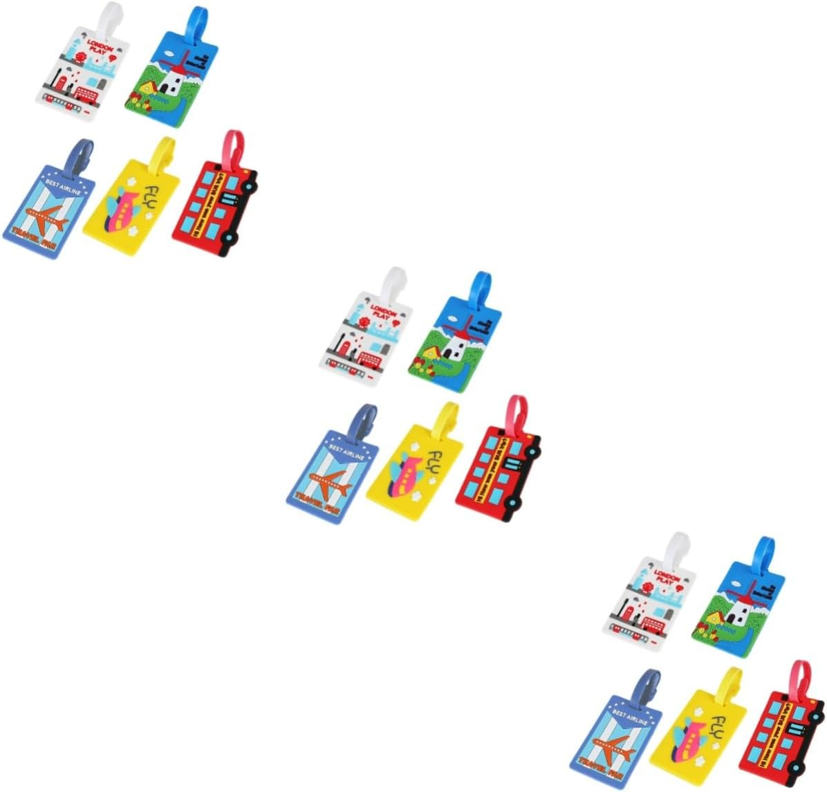 NOLITOY 15Pcs PVC Illustration Pattern Luggage Tag Luggage Id Tag Leather Case Creative Baggage Card for Suitcase Backpacks Travel Gear Random Style image number 4