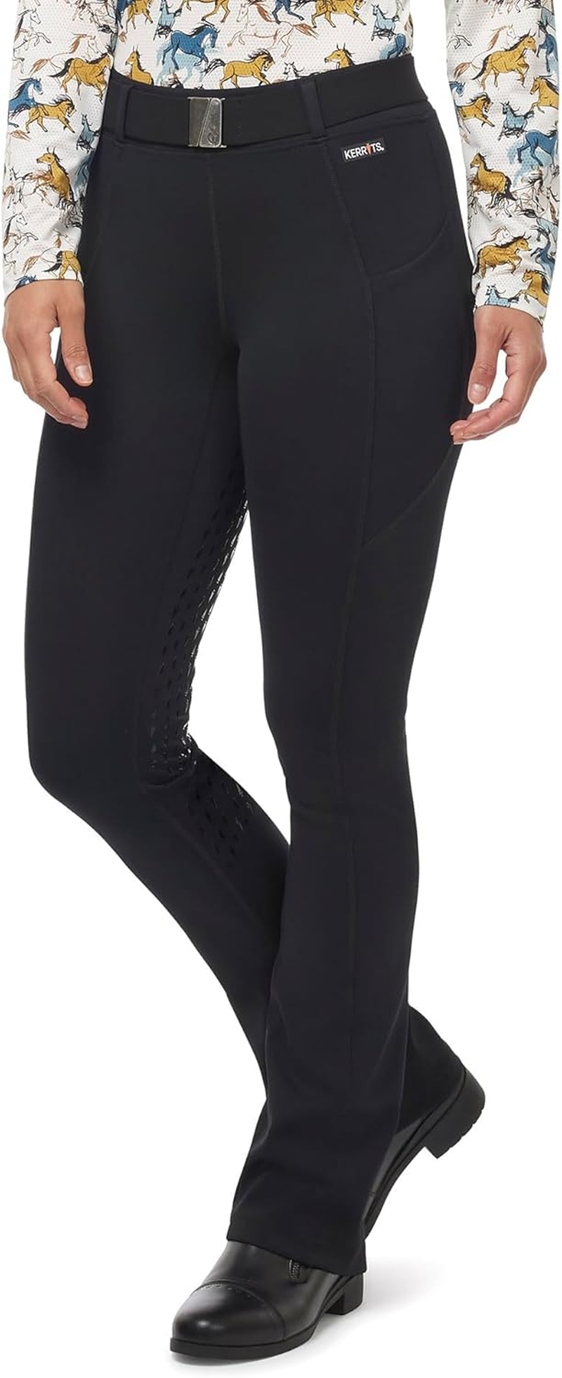 Kerrits Women'S Coolcore Bootcut Horse Riding Tights &ndash; Cooling Equestrian Bootcut Leggings, Full Leg Silicone Grip, Pockets image number 2