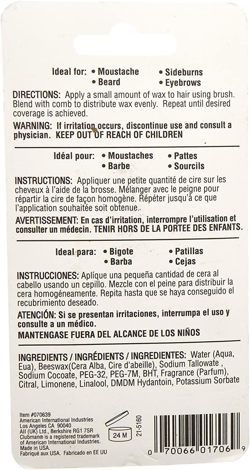 Clubman Moustache Wax Black 15Ml (Pack of 10)