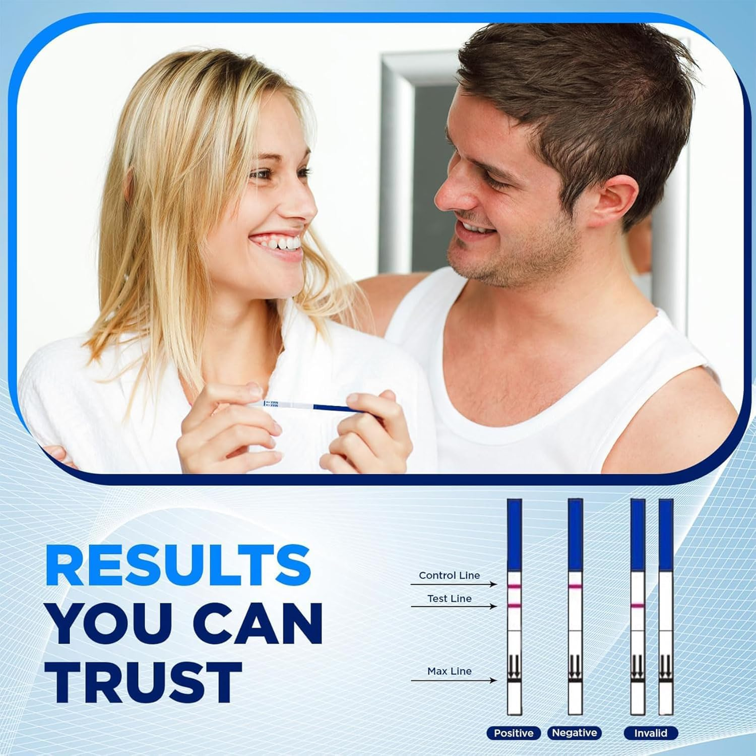 Pregnancy Test Strips, 50 Pack Individually Wrapped HCG Pregnancy Strips with 50 Urine Cups, Early Home Detection Pregnancy Test Kit for Women Trying to Get Pregnant Naturally - over 99% Accurate image number 5