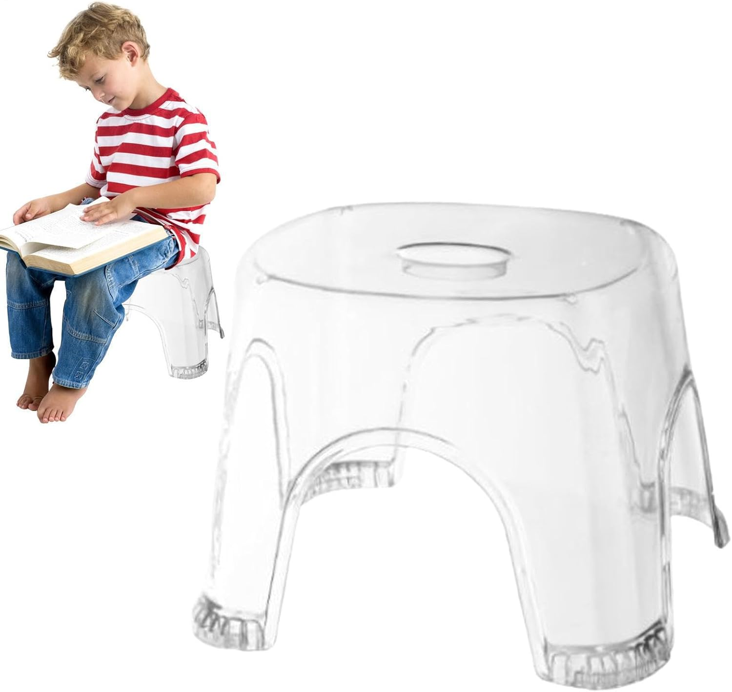 Clear Shower Foot Stool - Waterproof Transparent Stool Non-Slip,Clear Seat, Shower Corner, Corner Bench for Bathroom Bedside Small Spaces - Transparent Crystal White [1 Pack] Stool Height 22 image number 5