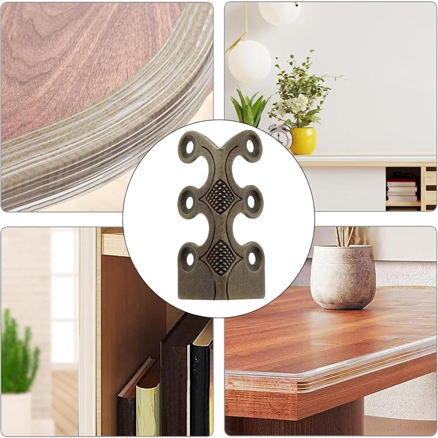 Brass Corner Protectors, Antique Trim Edge Corner Protectors, Edge Safety Guard Protectors, Elegant Brass Skirting Corner Vanities, Skirting Boards, Tables (Bronze, 4PCS) image number 1