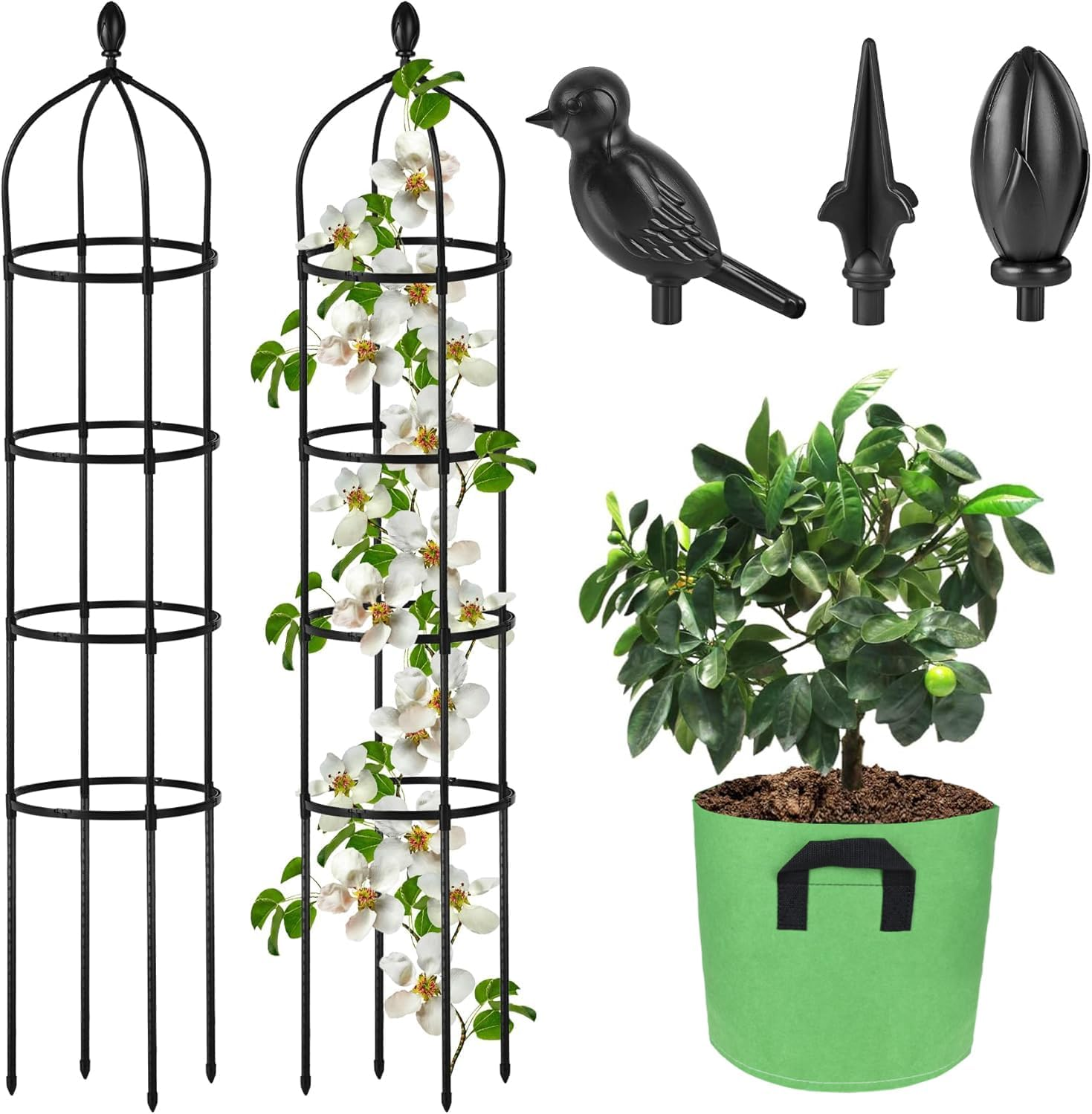 Garden Obelisk Trellis for Climbing Plants Outdoor 6 Ft Rose Bush round Trellis for Pots Rustproof Metal Plant Flower Trellises for Clematis Vine Jasmine Support Outdoor Indoor