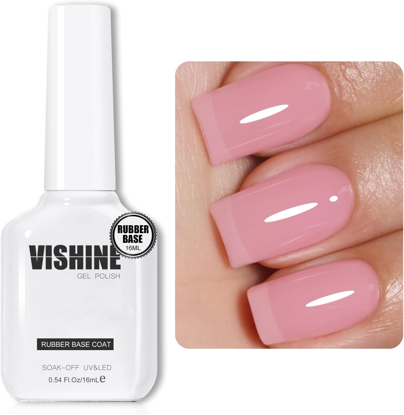 Vishine 16Ml Deep Nude Rubber Base Builder Gel, 6 in 1 Rubber Base Gel Polish for Nail Thickening, LED Nail Lamp Cured Nail Strengthener Extension Color Base Gel in a Bottle R066