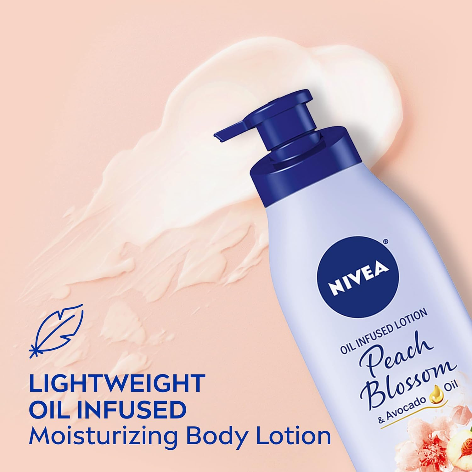 NIVEA Oil Infused Peach Blossom and Avocado Oil Body Lotion, Body Lotion for Dry Skin, 16.9 Fl Oz Pump Bottle image number 2