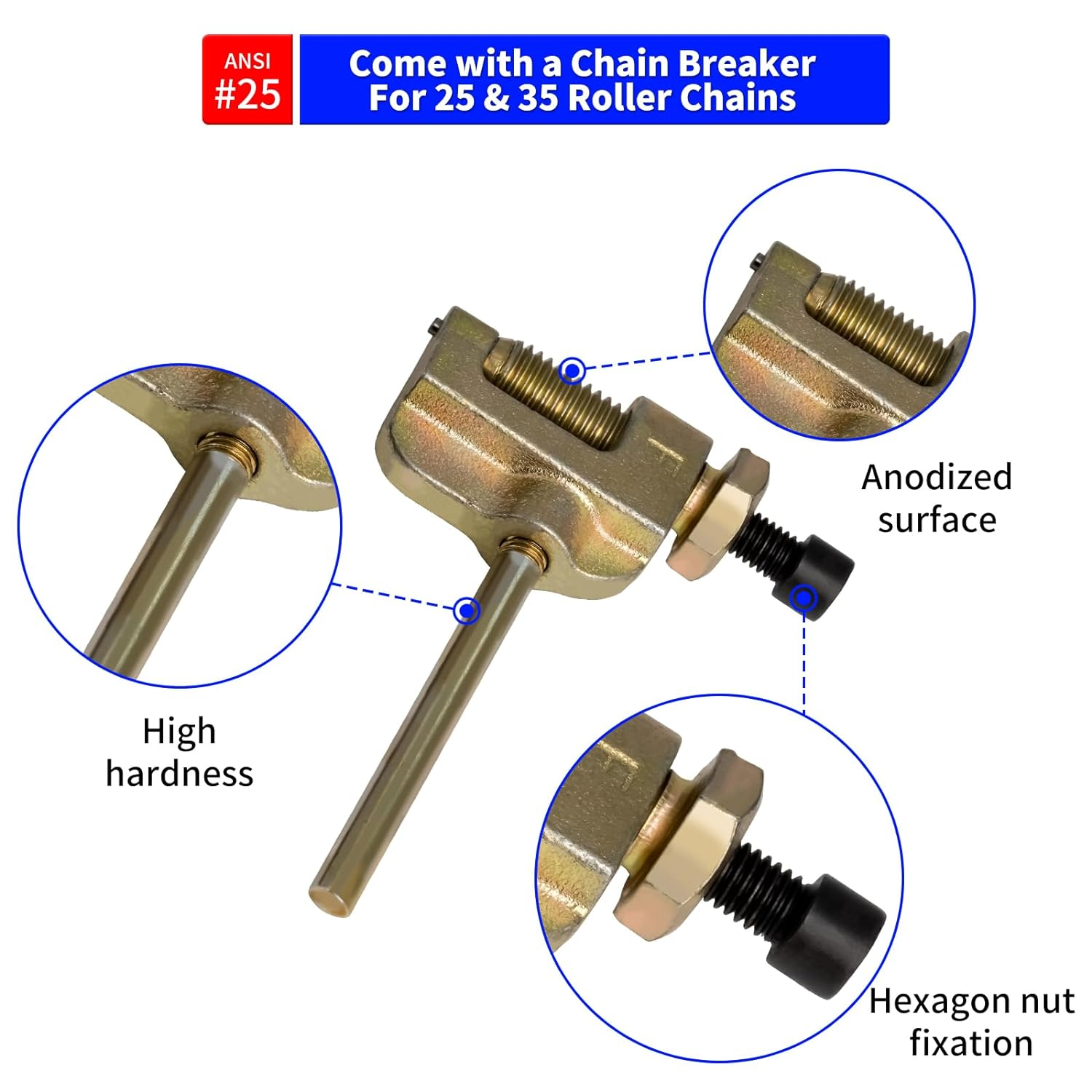Belleone #25 Roller Chain - 10 Feet #25 Chain with 10 Connecting Links & Chain Breaker for Go Karts, Mini Bikes, Scooters, Dirt Bikes, Razor Motorcycles, Pocket Bike and Bycicles - 480 Links image number 5