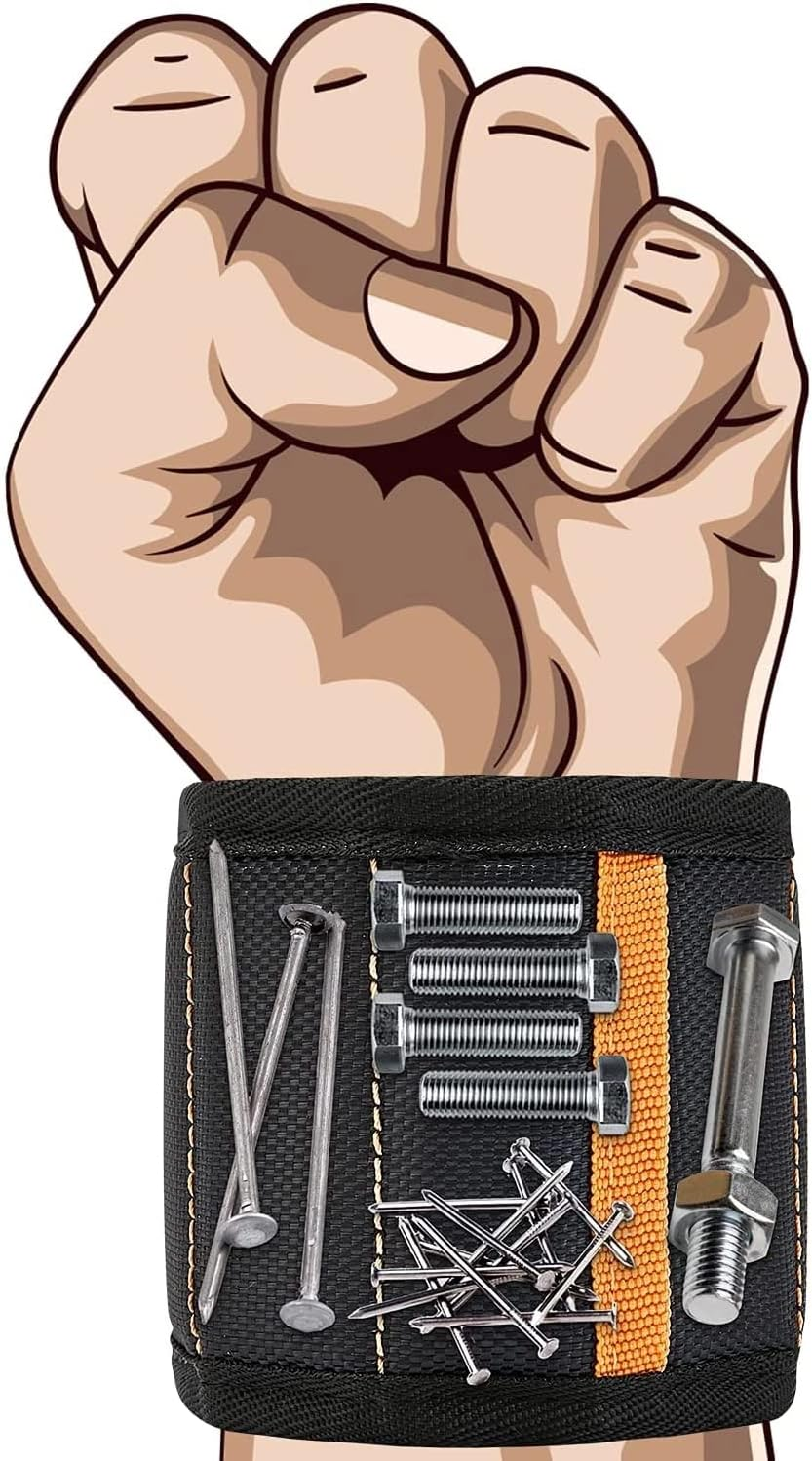 Adjustable Magnetic Wrist Band, 15 Strong Magnets Wristband for Holding Screws, Nuts, Gadgets.Tool Band Cool for Men & Women, Husband Birthday Gift Wristband image number 2
