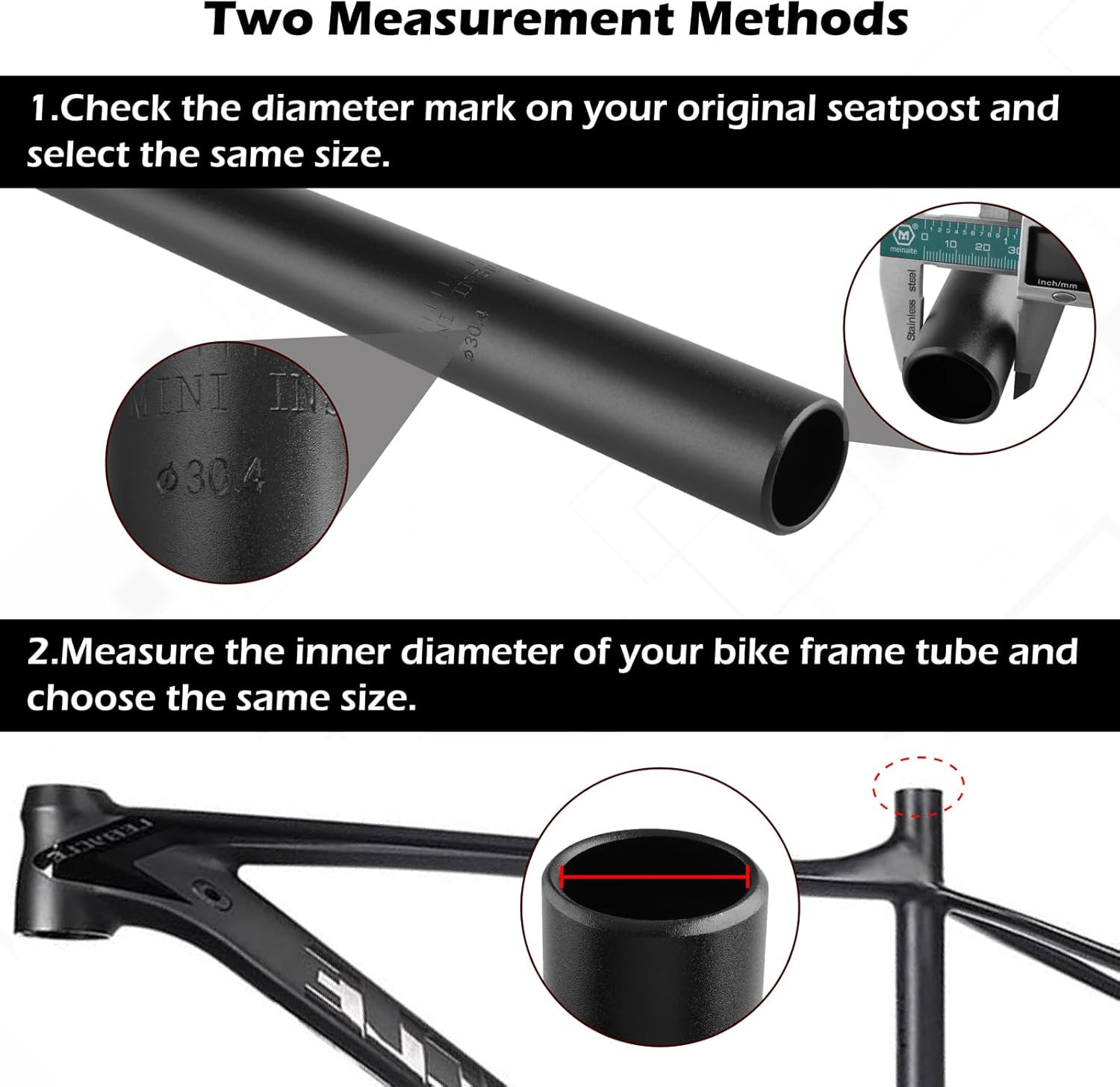 TRIWONDER Bike Seat Post 25.4Mm 27.2Mm 28.6Mm 30.4Mm 30.8Mm 31.6Mm Aluminum 350Mm Length Alloy Saddle Pole Bike Seatpost Seat Tube Bicycle Seat Post image number 1