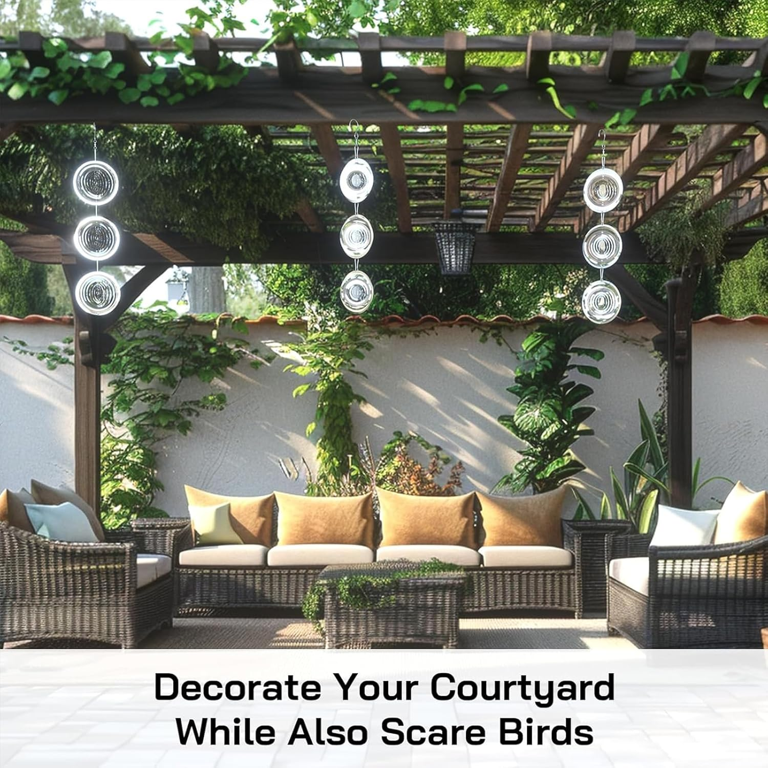 Bird Scare Devices, 9 Pack 3D Stainless Steel Reflective Bird Scare Discs, Sparkly Wind Spinners Outdoor Garden Decor, Keep All Birds Away Woodpeckers Pigeons from Your House Garden Boat Orchard (16) image number 3