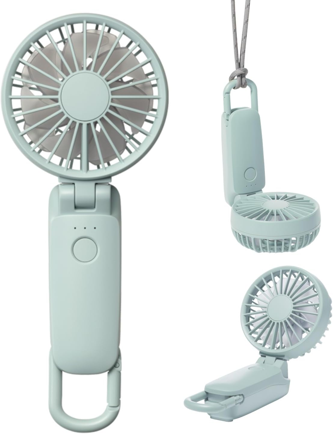RHYTHM 9ZF040RH05 Handy Fan, 2025 Large Airflow, Silent, 3-Way (Handheld, Neck or Tabletop), 5 Levels of Air Flow, Type-C Compatible, Carabiner & Strap, Small, Portable Fan, Silky Wind Mobile 3.2,