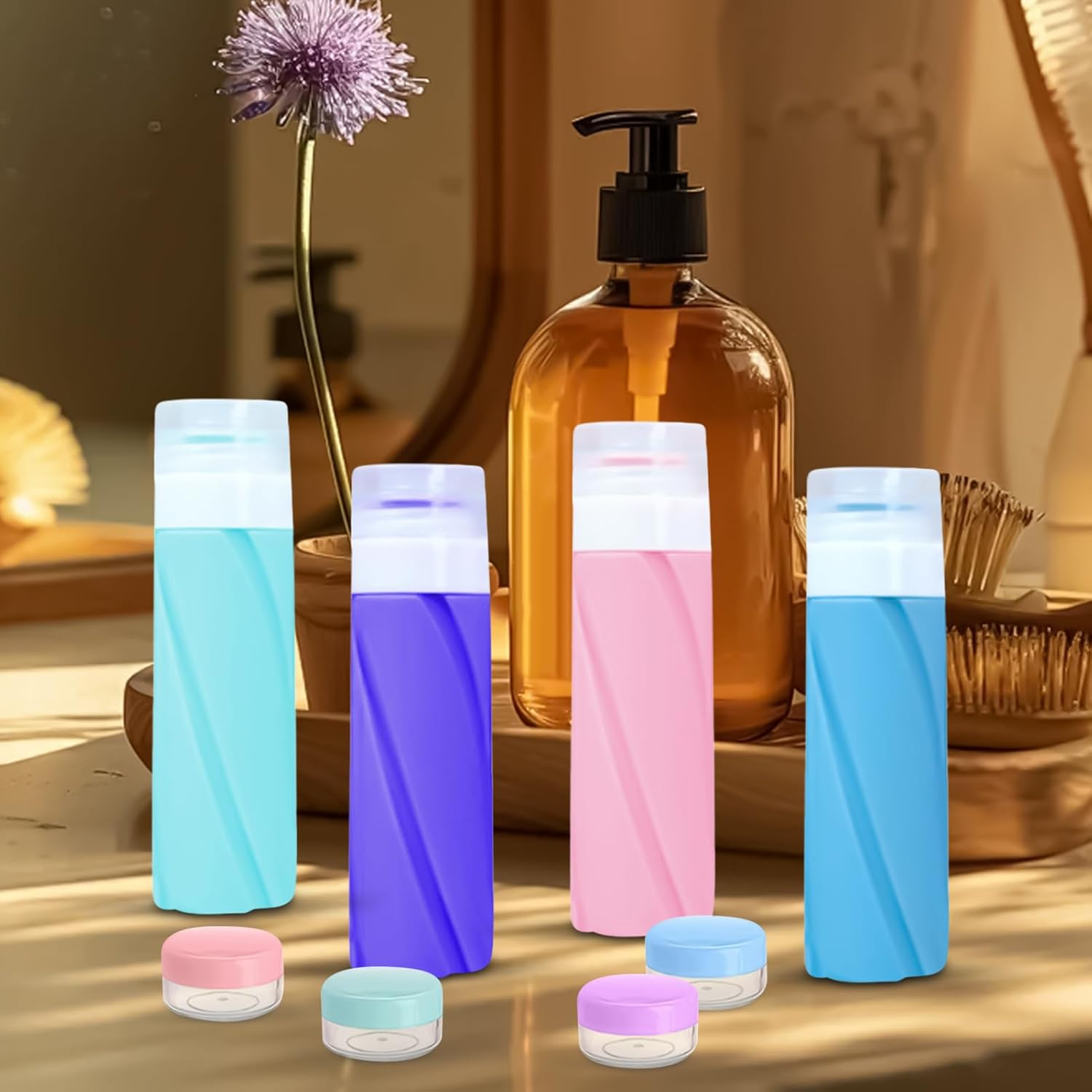 Travel Bottles for Toiletries - Travel Size Shampoo Spray Bottles | Leak Proof Empty Toiletry Containers Set Body for Shower Camping Holiday Vacation Road Trip image number 2