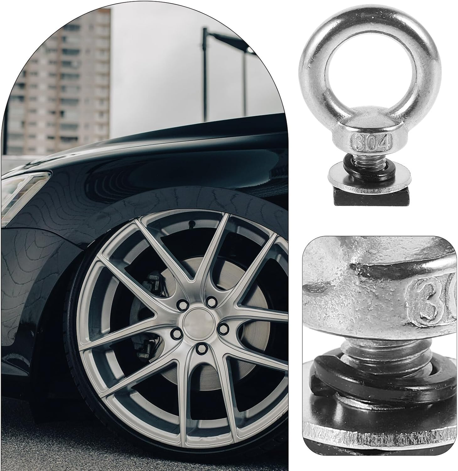 Roof Rack T Slot M8 Tie down Anchor Bolt Stainless Steel Eye Ring for Trailer Tie down Accessories and Roof Top Tent Mounts image number 2