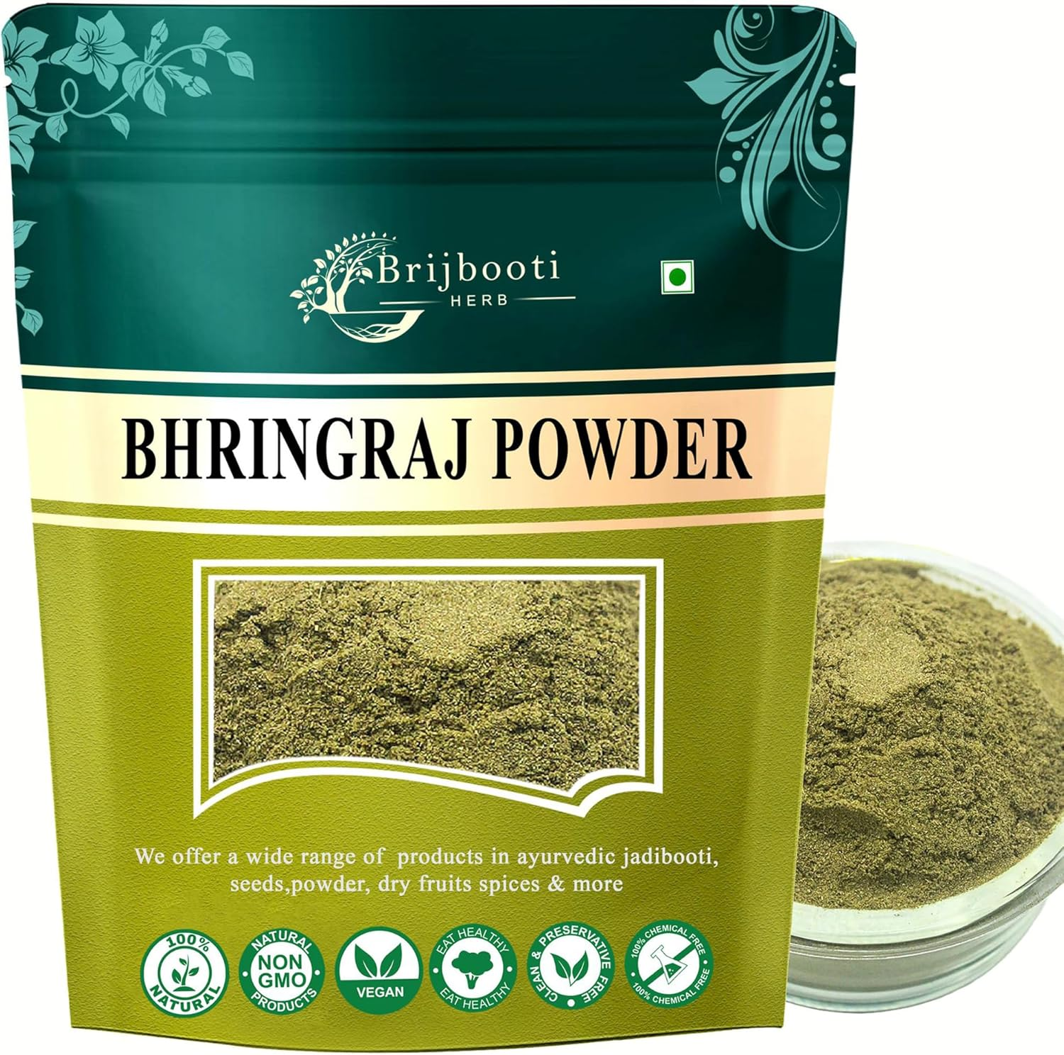 Brijbooti Bhringraj Powder for Hair Growth -(200 Gr) Good for Hair Mask & Pack - Natural Formula for Hair Mask & Growth image number 5