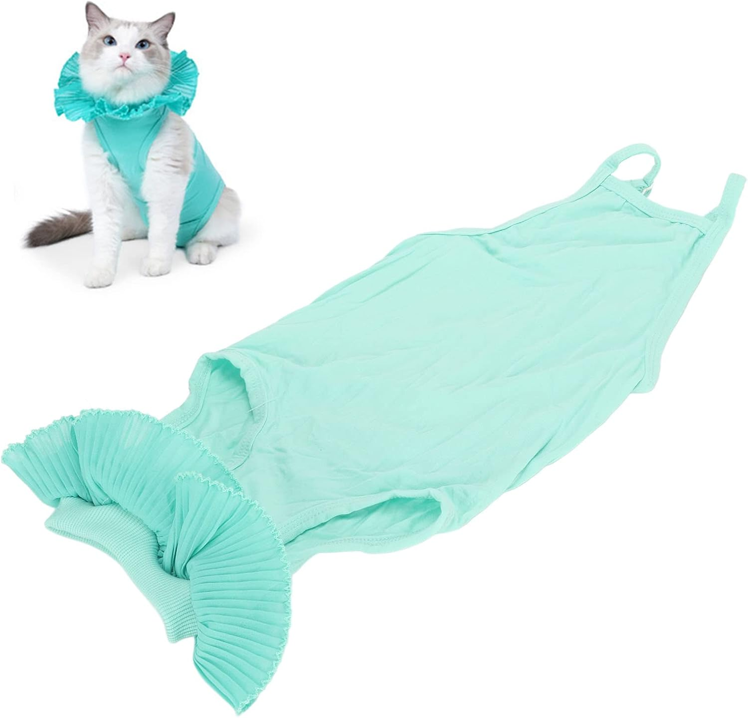 JOROBURO Cat Recovery Suit, Breathable Adjustable Prevent Licking Cat Post Surgery Shirt, Skin Friendly Fashion Kitten Surgery Recovery Shirt for Abdominal Wounds Skin Diseases(M) image number 6