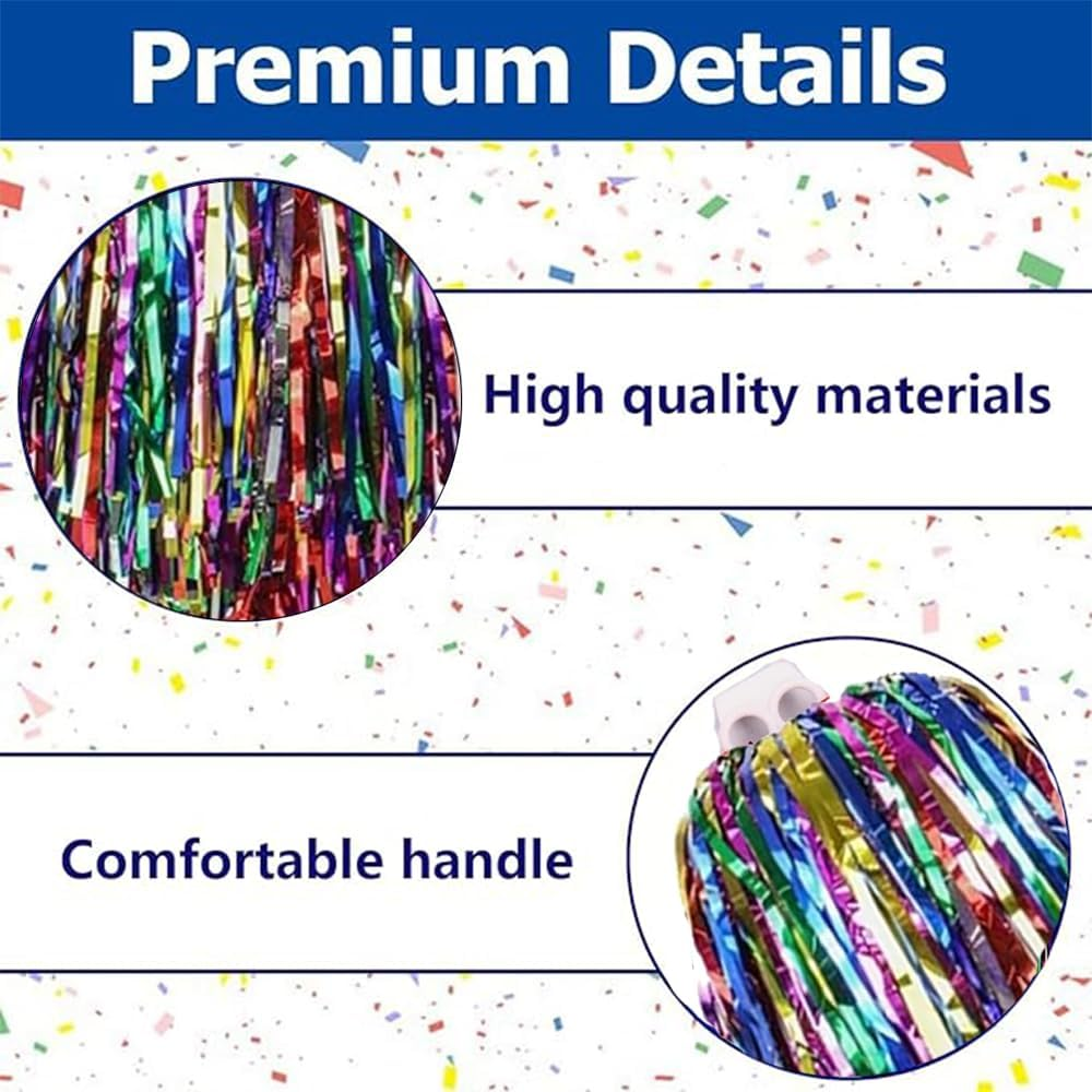 2Pcs Cheerleader Pompoms Hand Flowers,Pompoms Cheer for Boy Girl,School Sports Dance Games Team Spirit Cheer,For Team Sports,Cheer Sports Party Dance Useful Accessories - Silvery Purple image number 2