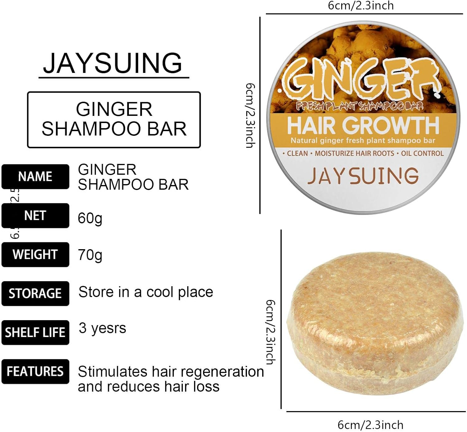 2 Soap Ginger for Hair,Hair Growth Shampoo Bar | Ginger Hair Growth Shampoo Bar Ginger Shampoo Soap Ginger Shampoo Bar Soap for Promotes Hair Growth Seta-Au - Shampoo Soap image number 4