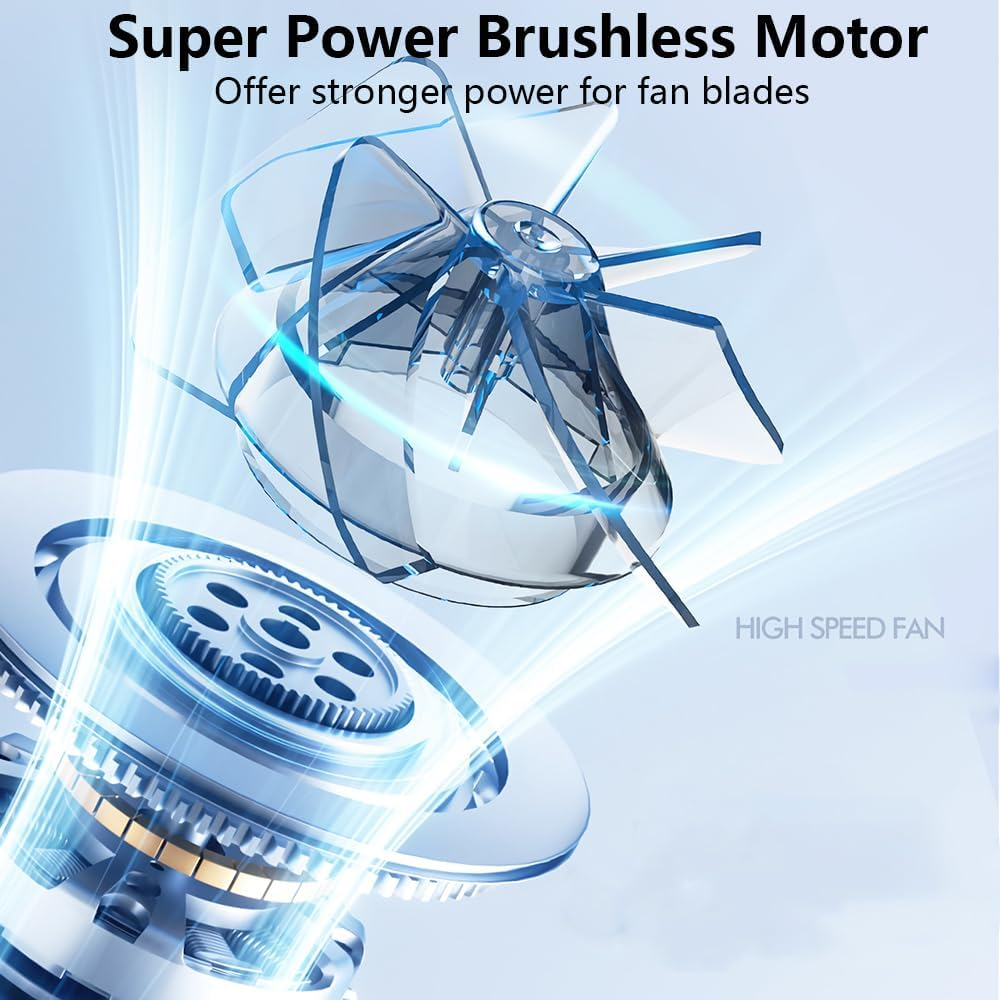 Vekol Portable Handheld Fan, Speed (10-100) Adjustable Turbo Mini Fan, [15H Max Cooling Time] 4000Mah Battery Rechargeable Personal Fan with LED Display for Women Men Outdoor Beach Travel Camping image number 2