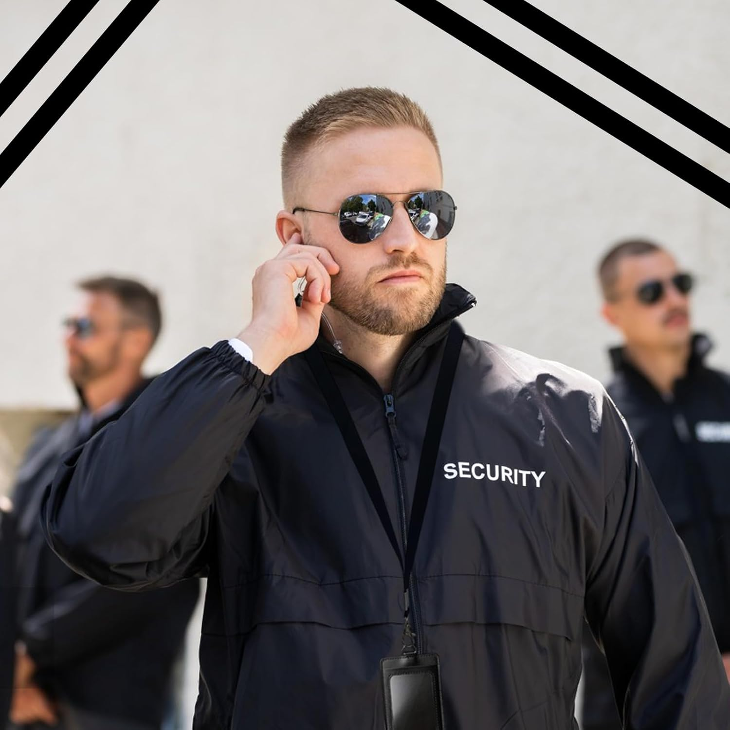 5 Pcs Agent Accessories Set, Security Guard Cosplay Kit with Sunglasses, Tie, Card Holder, Earpiece Tube for Adults, Kids Cosplay Dress up Party image number 5