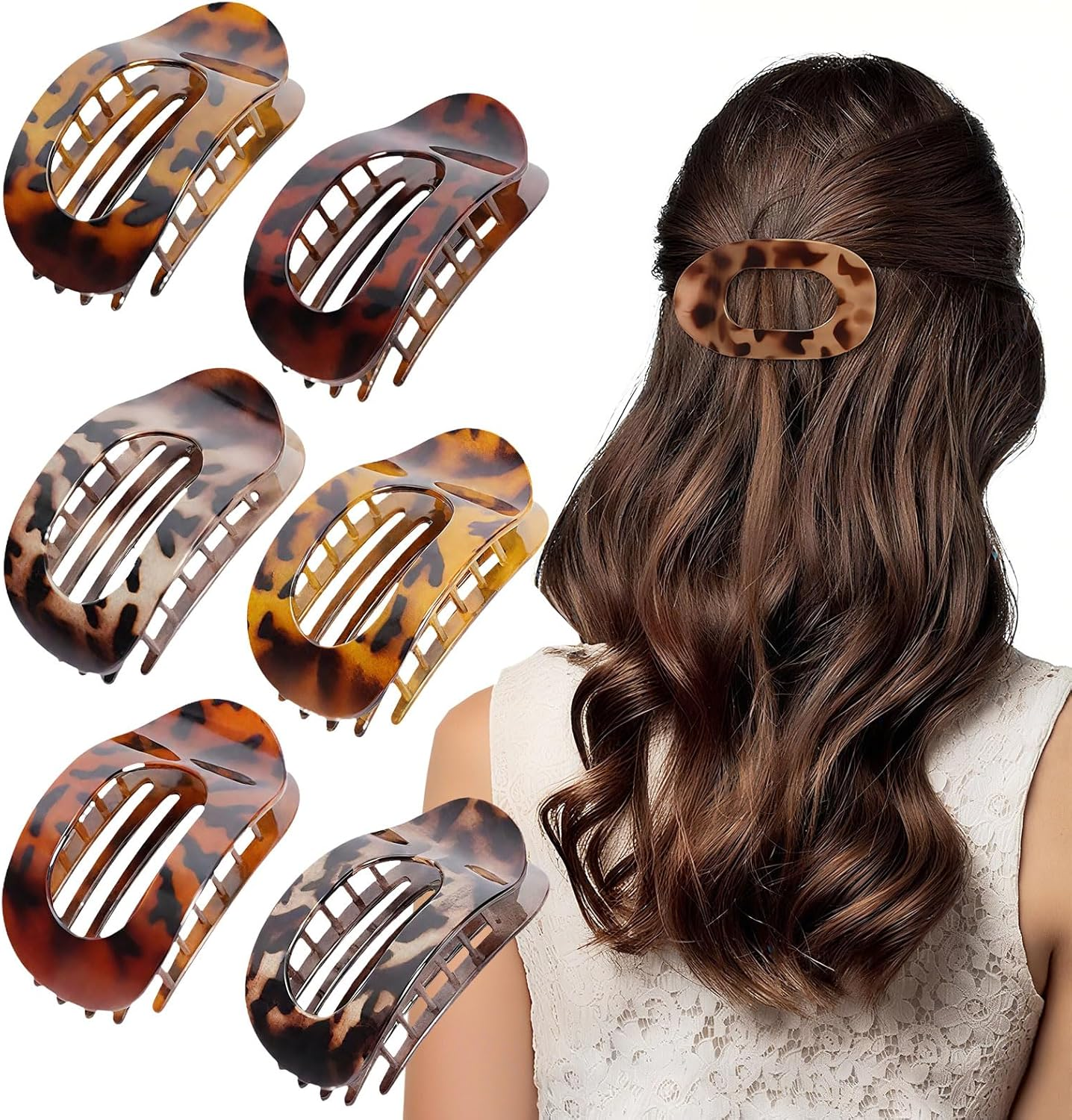 Srup Pack of 6 Women'S Flat Hair Clips, Elegant French Hair Clip for Everyday Use, Perfect French Flat Claw Clip, Hair Clip, Flat Claw Clip, Large Flat Hair Clips for Women image number 4