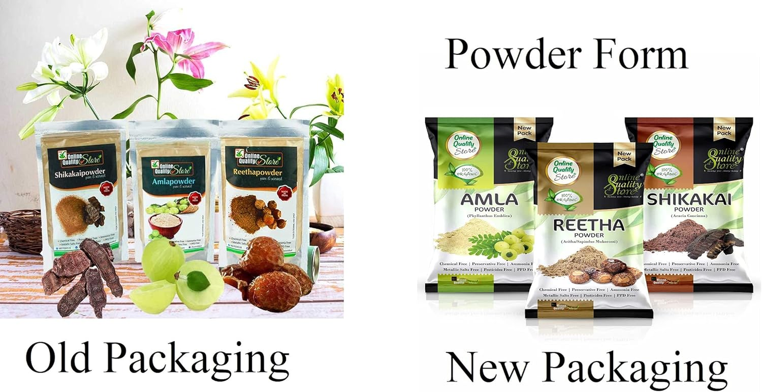 Online Quality Store Amla, Reetha, Shikakai Powder Combo Powder Pack for Hair |Hair Care Products |Reetha Amla Shikakai Combo Powder(Pack of 3,Total 380G Pack) image number 3