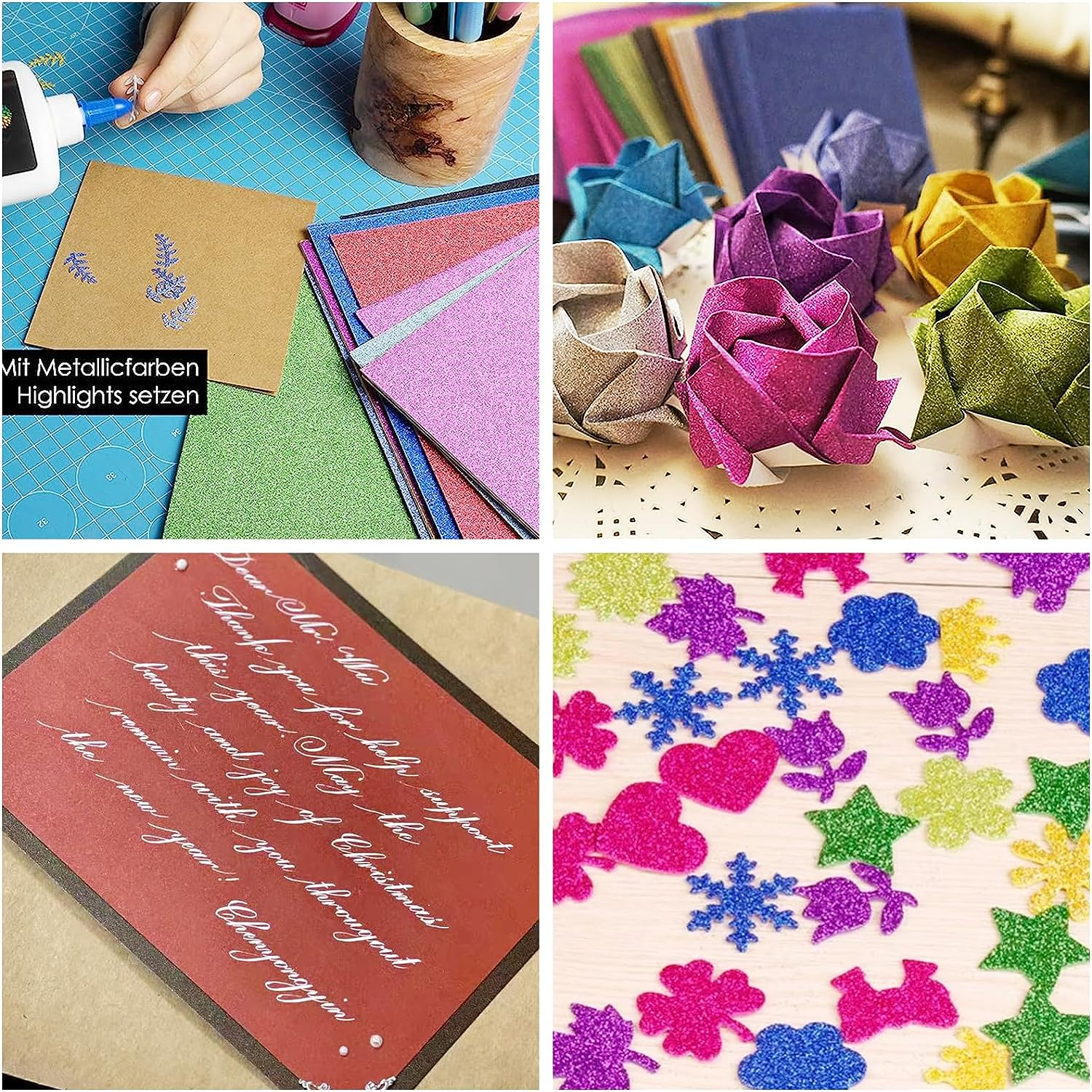 A4 Glitter Cards, Rose Gold Craft Paper Sheet, 250GSM Shiny Glitter Cardstock, Clay Drawing Card for Crafts and Arts, DIY Needs, Gift Wrapping Scrapbook, Soft Touch Luxury (10 Sheets) image number 6