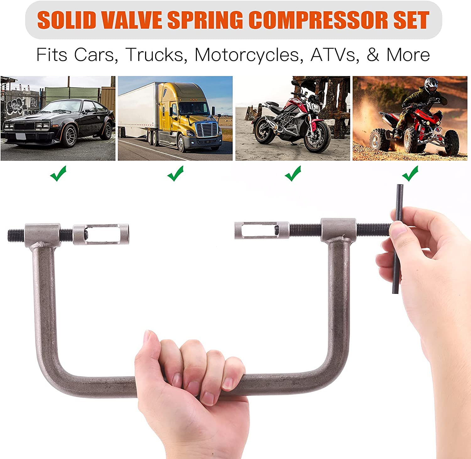 Tanstic 12Pcs Valve Spring Compressor and Lapper Set - Auto Compression C-Clamp Tool Service Kit with Lapping Grinding Stick for Motorcycle, ATV, Car, Small Engine Vehicle Equipment image number 3