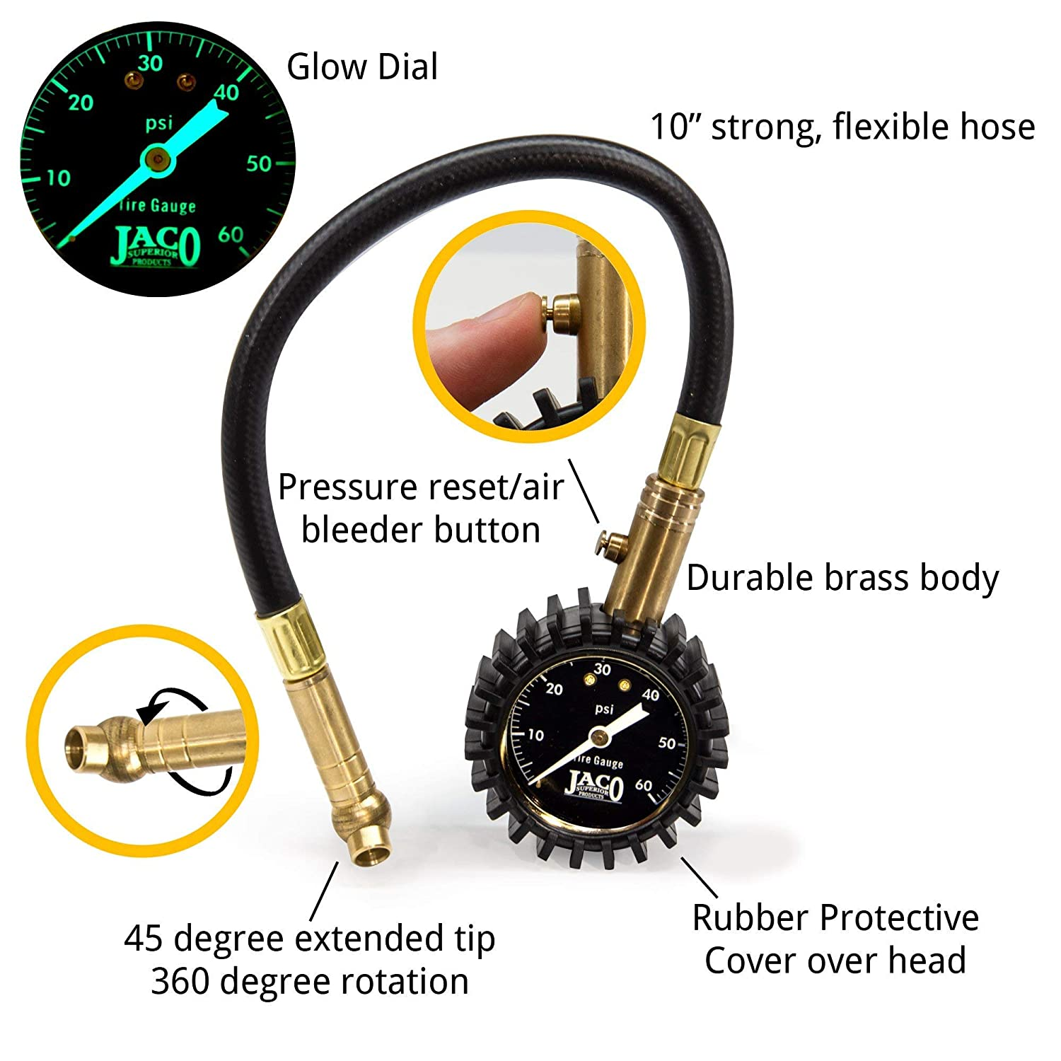 JACO Elitepro Tire Pressure Gauge - 60 PSI
