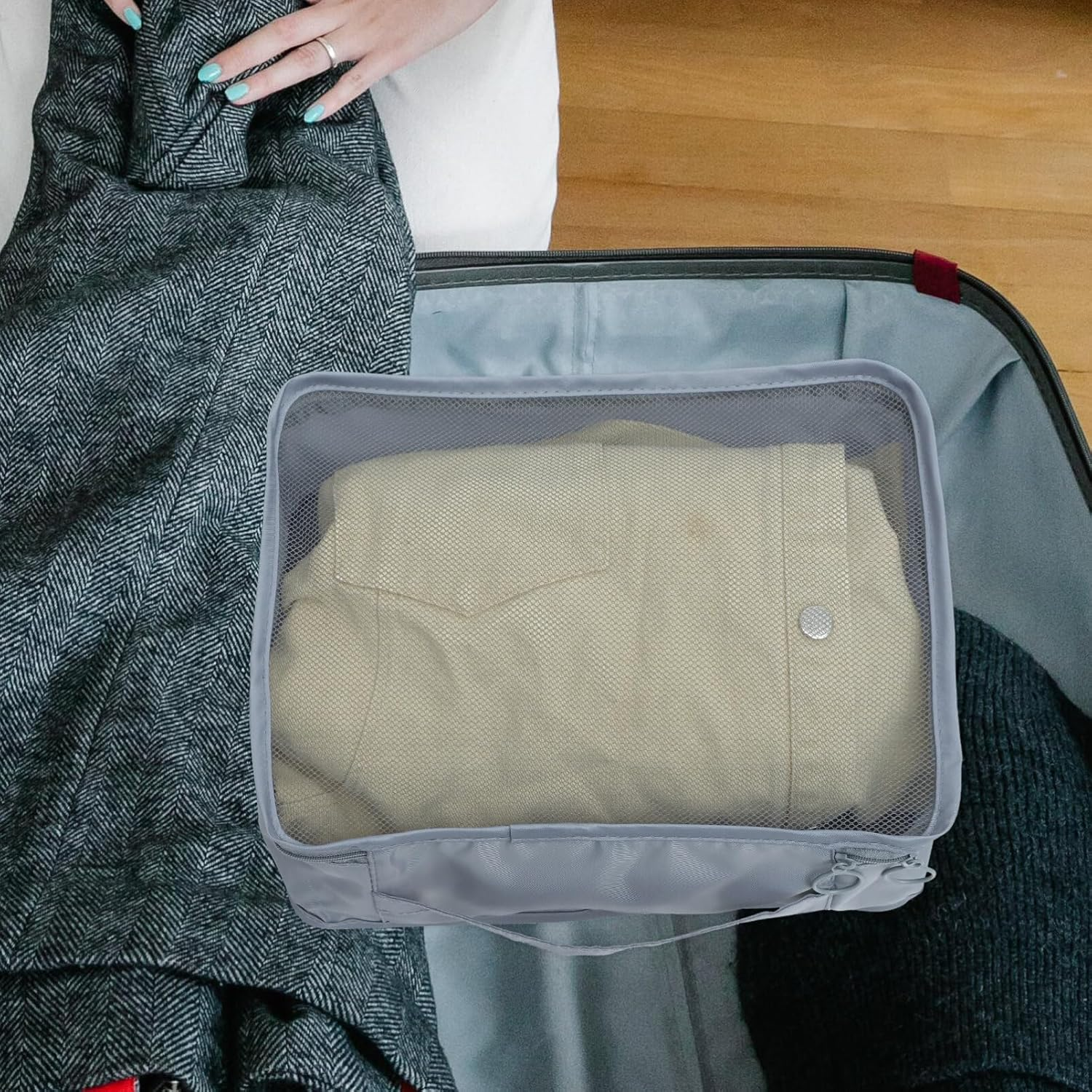 PACKOVE 7Pcs Travel Packing Cubes Suitcase Pouches Bag Organizer for Clothes Shoes Packing Bags Travel Cubes image number 5