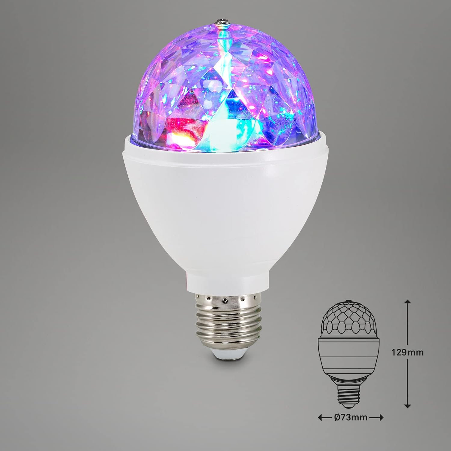 Briloner Leuchten 0528-003 LED Party Light Disco Lighting Effects Self-Rotating Colour Changing Light Bulb 3 W for All Lamps with E27 Socket Plastic 8 X 8 X 13 Cm image number 5