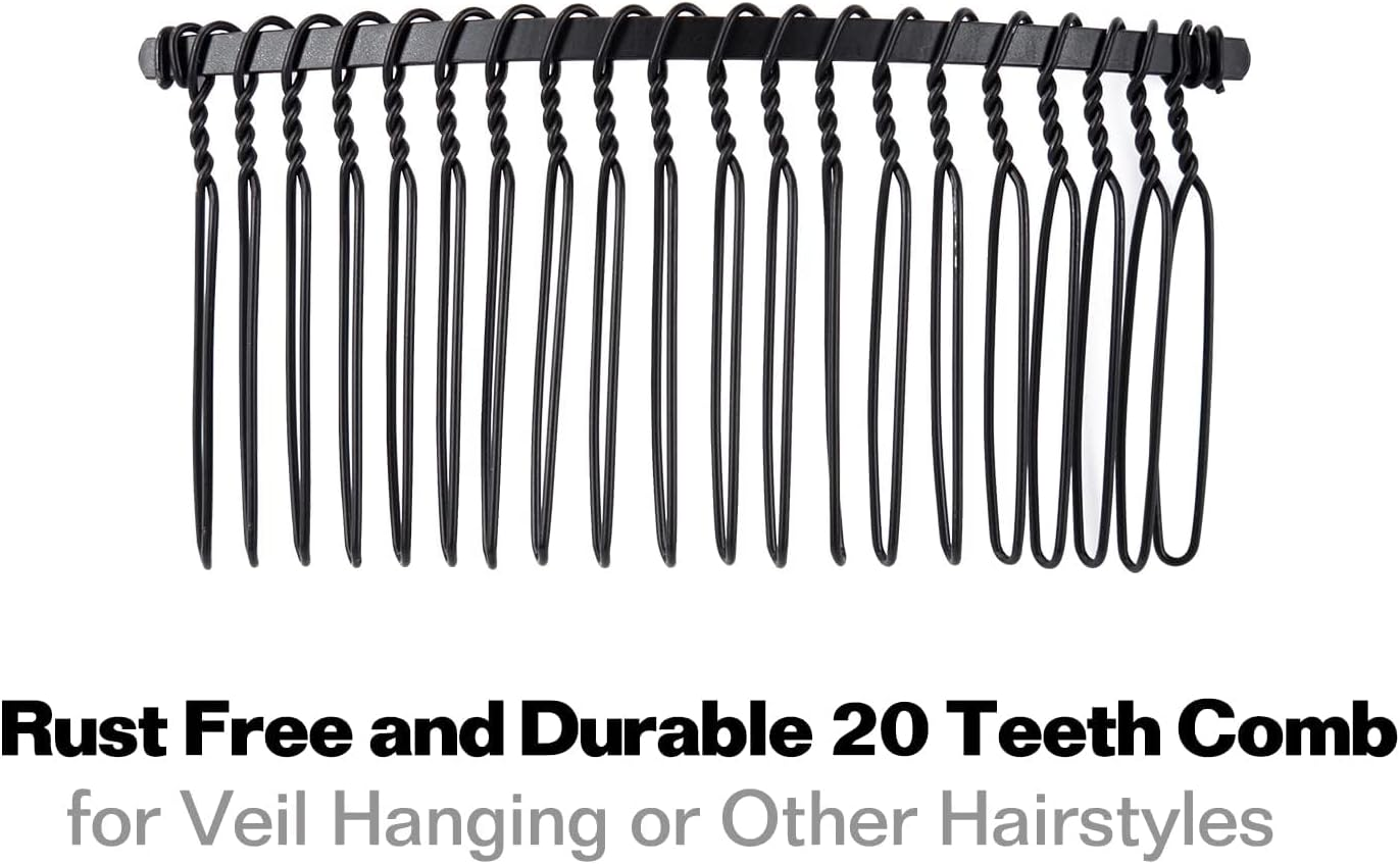 20Pcs Metal Wire Hair Clip Combs Headpiece Bridal Combs Wedding Hair Combs Decoration 20 Teeth Black Metal Side Hair Combs image number 4