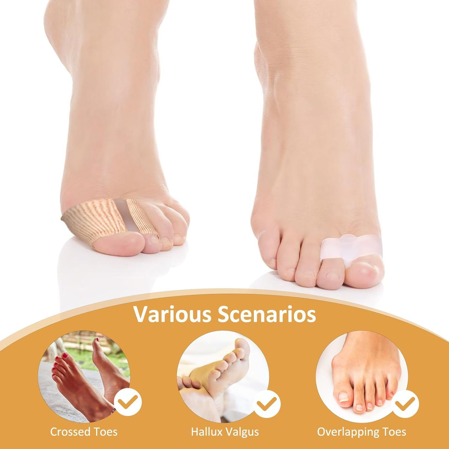 Bunion Corrector, 8 Pieces Toe Separators with 2 Loops, Big Toe Spacer Suitable for Bunion and Overlap Toe image number 5