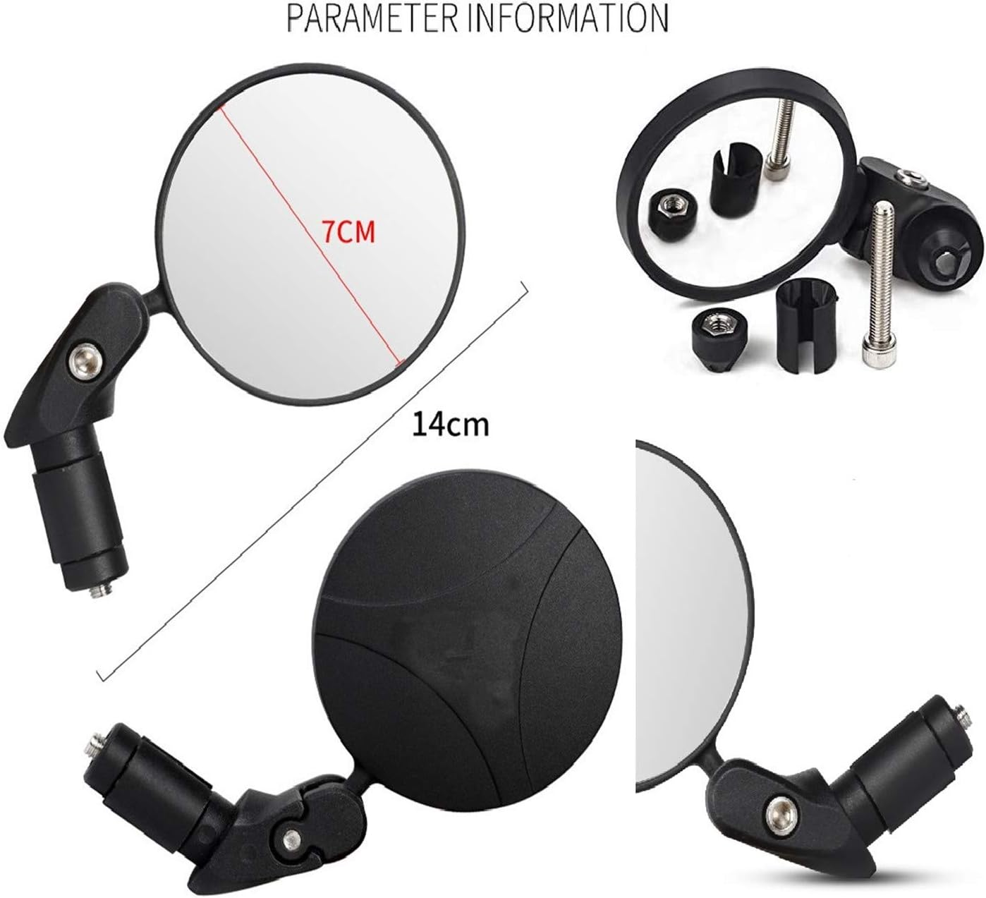 TANNOZHE Bike Mirror for Bar End,Flexible Bike Rearview Mirror Handlebar Bike Mirror Fits Handlebar of Hole inside within 18~23Mm Dia for Mountain Bicycle/Cycling/Scooter/Road Bike (1PCS)