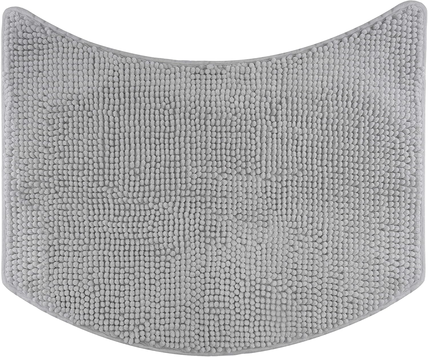 Fluffy&reg; Bath Mat for Corner Showers, Made of Chenille, with Non-Slip Bottom (Round | Inner Dimensions 45 X 45 Cm, Grey)