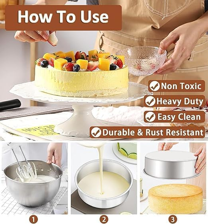 Miners2000 2 Pack 15Cm Cake Tin, Non-Stick Deep Aluminum round Cake Deep Baking Tin with Removable Bottom Cake Baking Pan Cake Mould Tin for Baking, Bakeware for Wedding Birthday Christmas Party