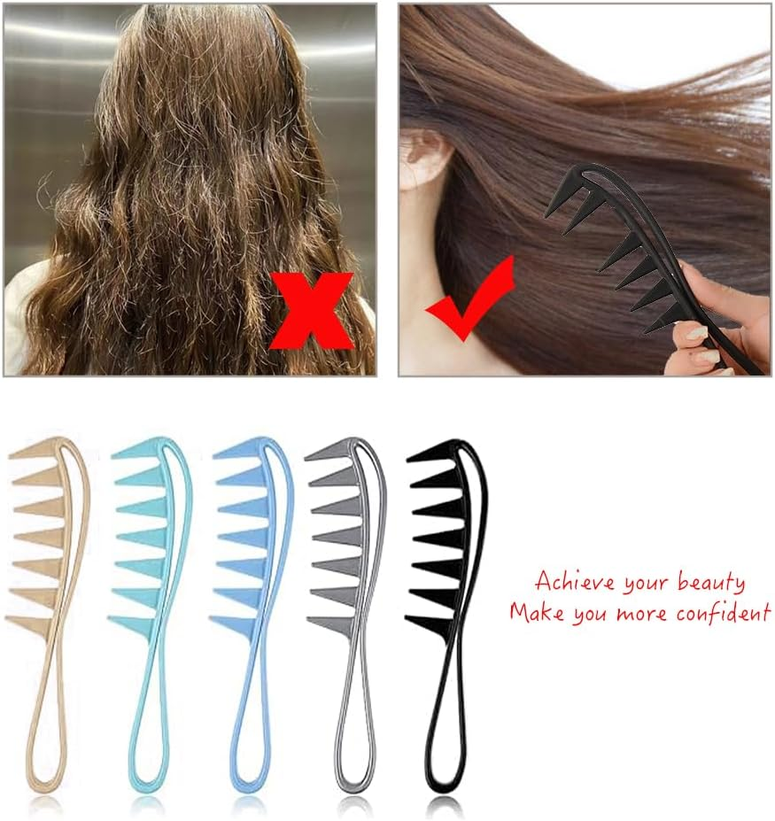 Visxcnu Pack of 5 Wide Teeth Combs Salon Large Combs Comb with Wide Teeth for Curly Hair Afro Comb Curling Comb Hairdressing for Detangling Hair Shower Comb Hairstyle Tool for Hairdressing Salon image number 6