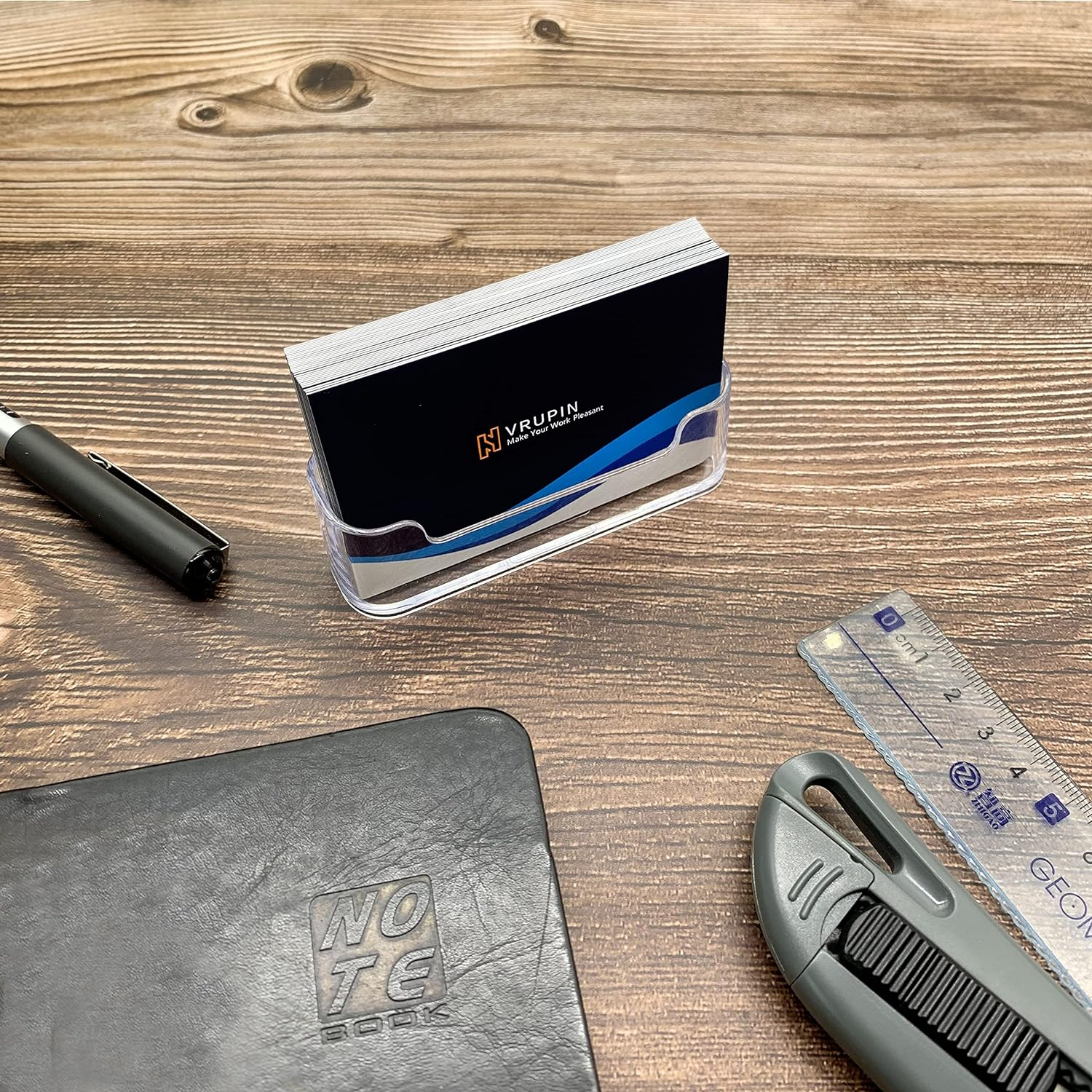 Vrupin Business Card Holder for Desk - 16 Pack Acrylic Business Card Holder , Fits 30-50 Business Cards Display Business Card Stand Desktop Business Card Holders for Exhibition image number 6