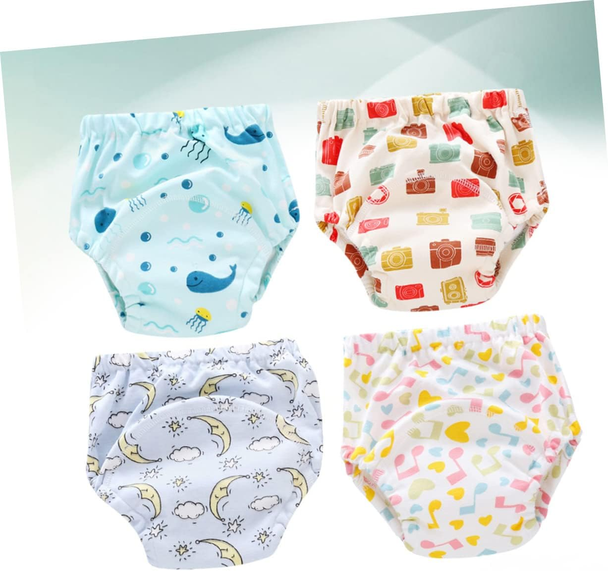 JOINPAYA 4 Pcs Training Pants Nappy Pants Washable Diapers for 12-18 Kg Toddler Breathable Learning Undies 6 Layers of Gauze Size L Moon Pattern image number 2