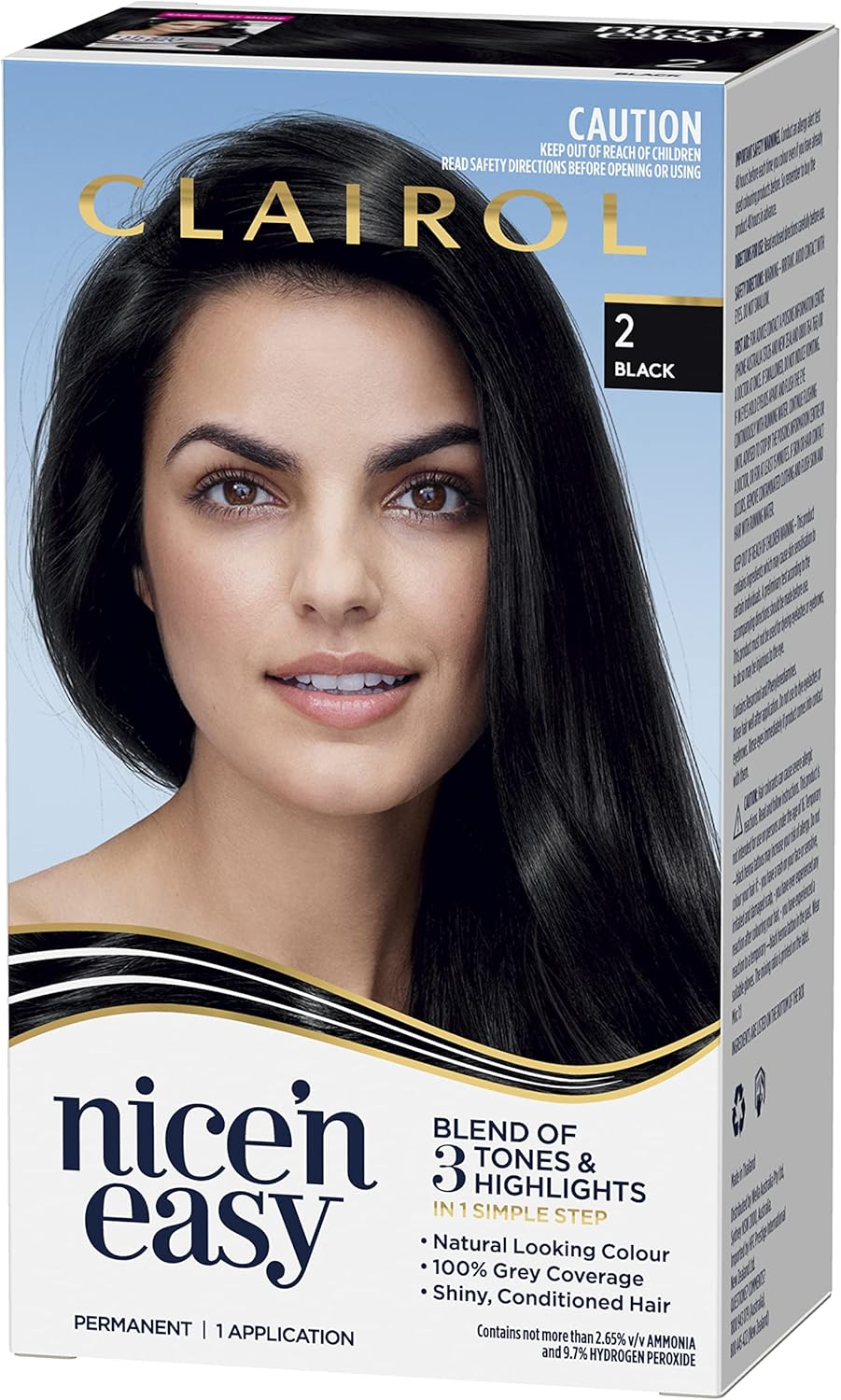 Clairol Nice 'N Easy Permanent Hair Colour 2 Natural Black, 100% Grey Coverage, Natural Looking Hair Colour image number 5