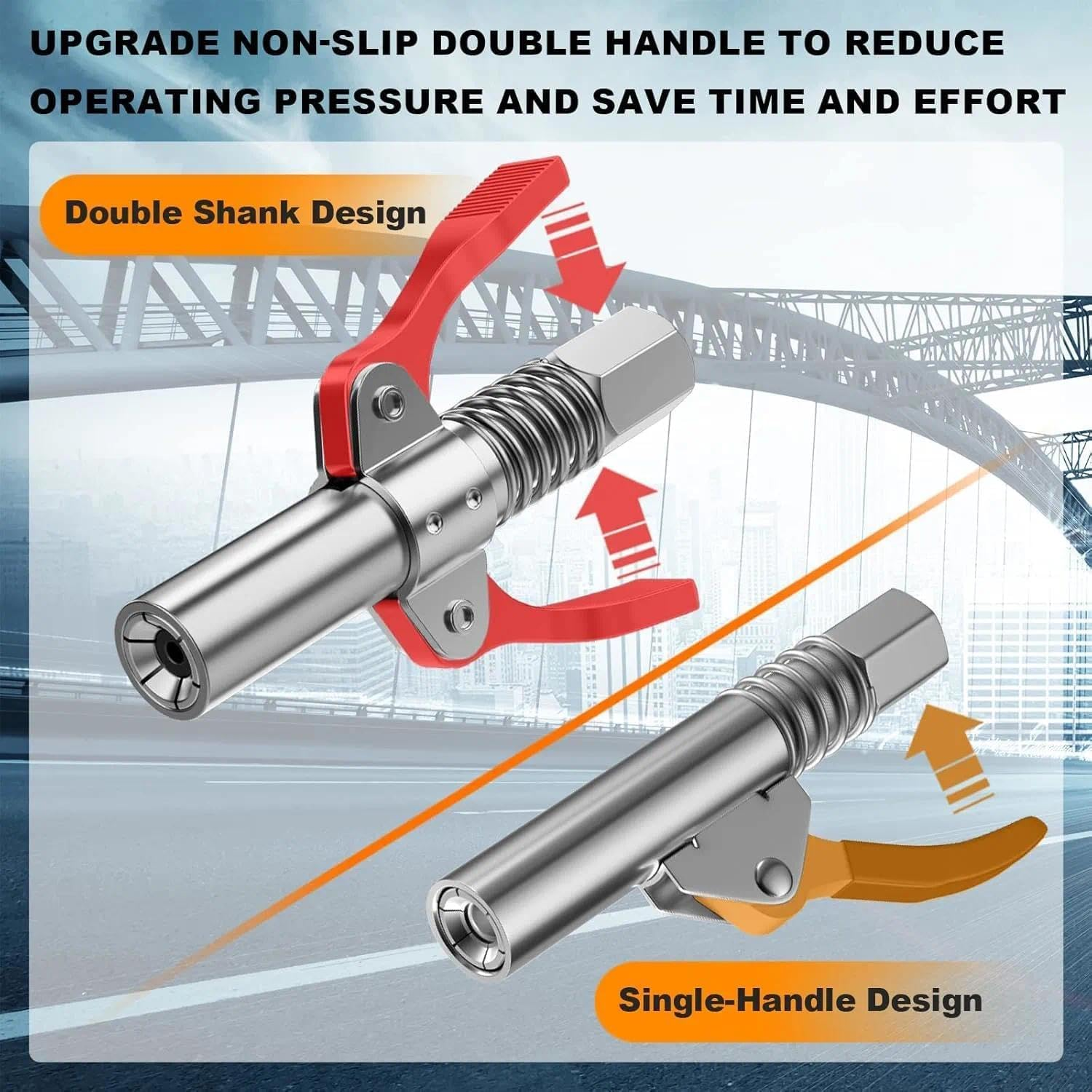 High Pressure Grease Gun Coupler with 12000PSI Pressure, Compatible with 1/8" NPT Grease Guns for Greasing Machinery and Equipment &ndash; Ruibex image number 4