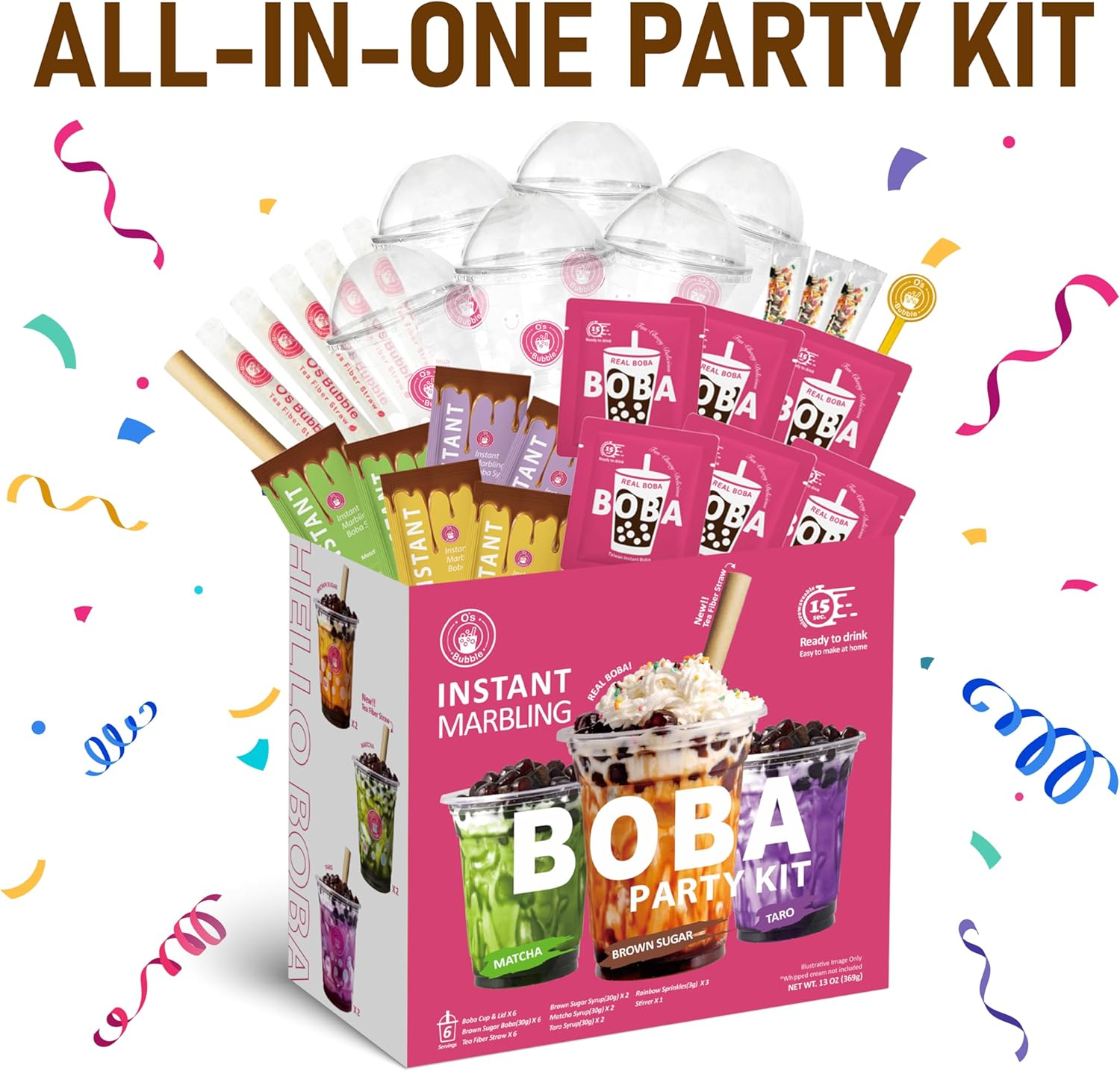 O&rsquo;S Bubble Instant Marbling Boba Party Kit (Ambient) &ndash; 6 Servings image number 5