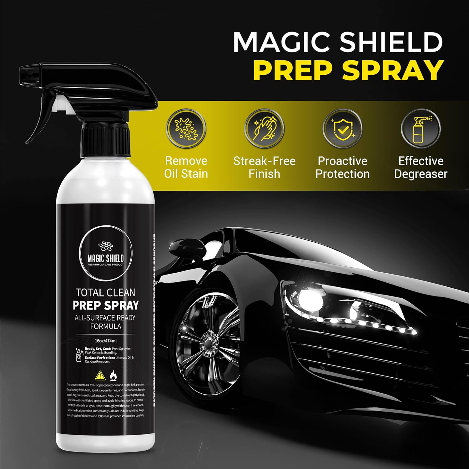 Prep Spray for Cars - 16Oz | Ideal for Ceramic Coating Prep, Wax & Grease Remover for Auto Detailing | Ultimate Surface Cleaner - Wash after Use image number 3