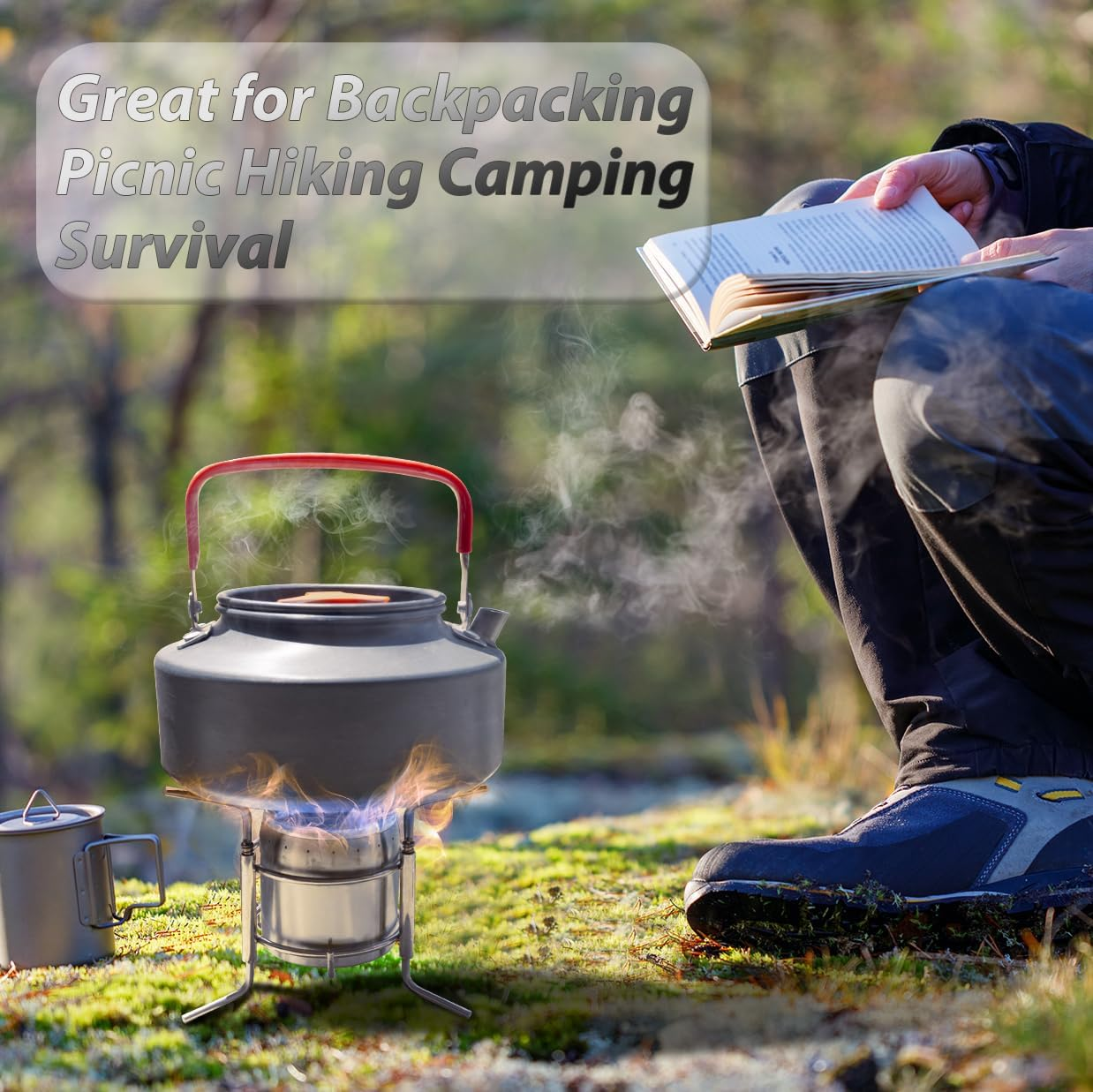 Portable Outdoor Mini Stainless Steel Ultralight Liquid Alcohol Stove Burner Furnace with Rack Support Stand for Backpacking Picnic Hiking Camping Survival image number 2