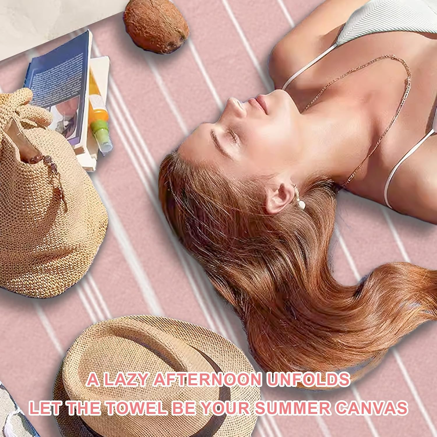 Turkish Beach Towels Quick Dry - Bath Pool Swim Towel, Sand Free Big Blanket for Adults, Travel Essentials & Cruise Accessories, Lightweight & Absorbent, Perfect for Vacation, Summer Must Have （Pink） image number 1