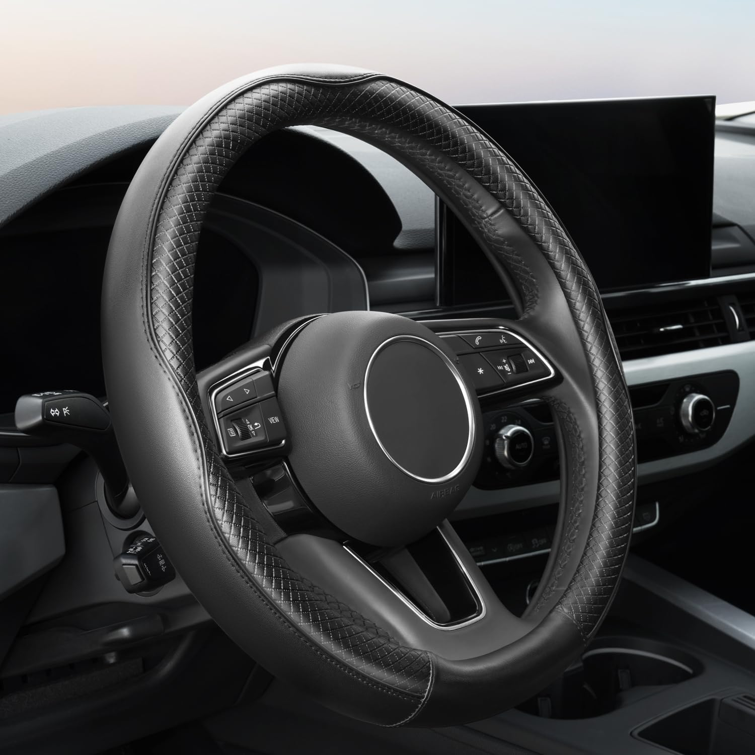 YHONGJT Soft Cute Light Pink Microfiber Leather Anti-Slip Steering Wheel Cover, Universal 15 Inch for Women Girls, Fit Vehicles, Sedans, Suvs, Vans, Trucks