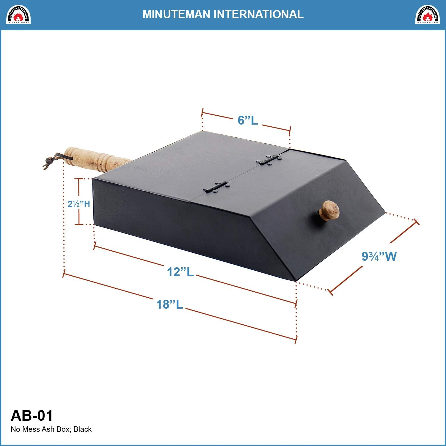 Minuteman International AB-01 No Mess Ash Box, Black image number 1