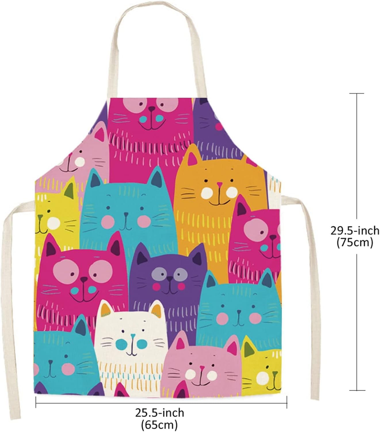 Cat Design Cute Kitchen Apron for Women & Men - Adjustable Unisex Adult Cooking Baking Apron, Funny Chef, Painting, Gardening, Party Hosting image number 2