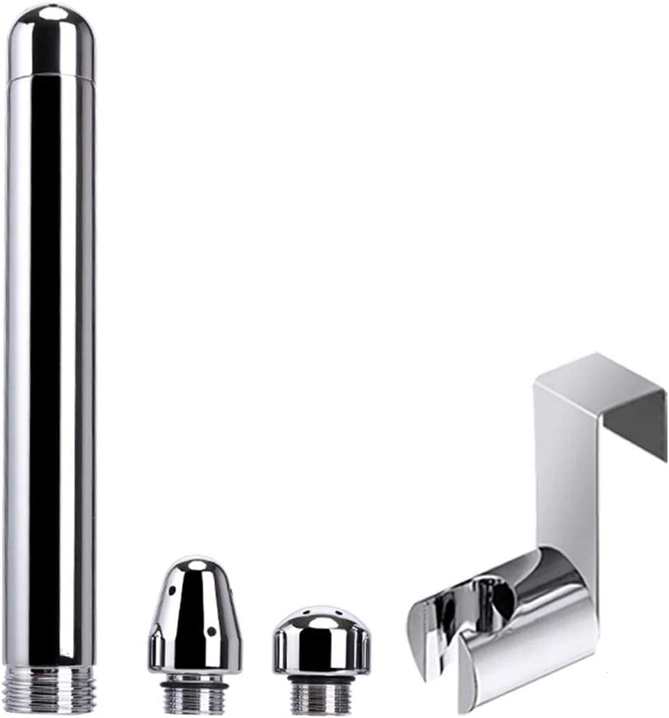 Enema Shower with 3 Heads Aluminum for Cleansing Colonic Douche System + Water Tank Hook (Silver) image number 4