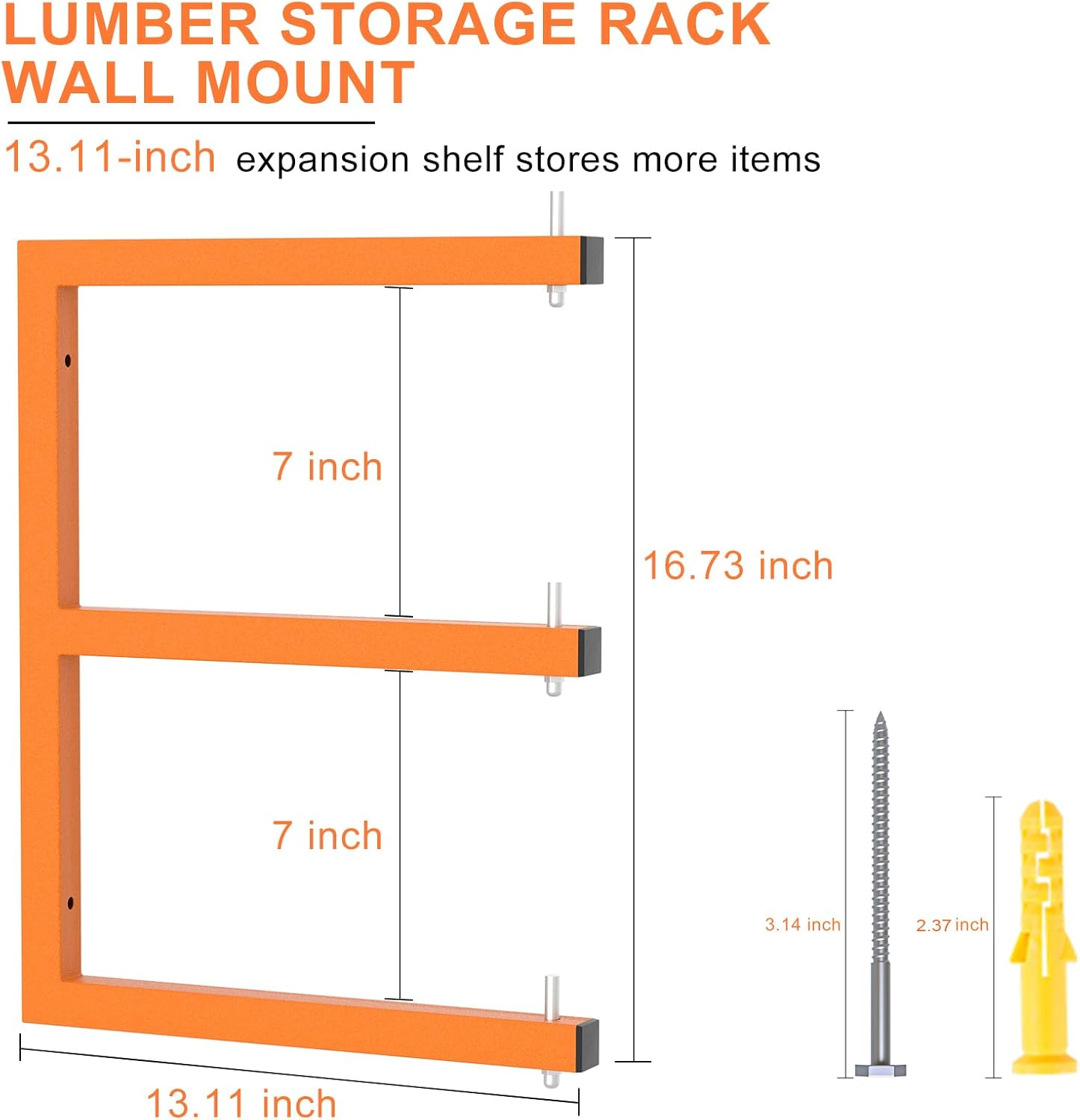 4 PACK Lumber Rack Wall-Mounted Lumber Storage Rack, Heavy Duty Wood Storage Racks with 6-Level System, 1320 LB Sturdy Garage Wood Organizer, Hanging Orange Lumber Metal Racks for Indoor & Outdoor image number 1